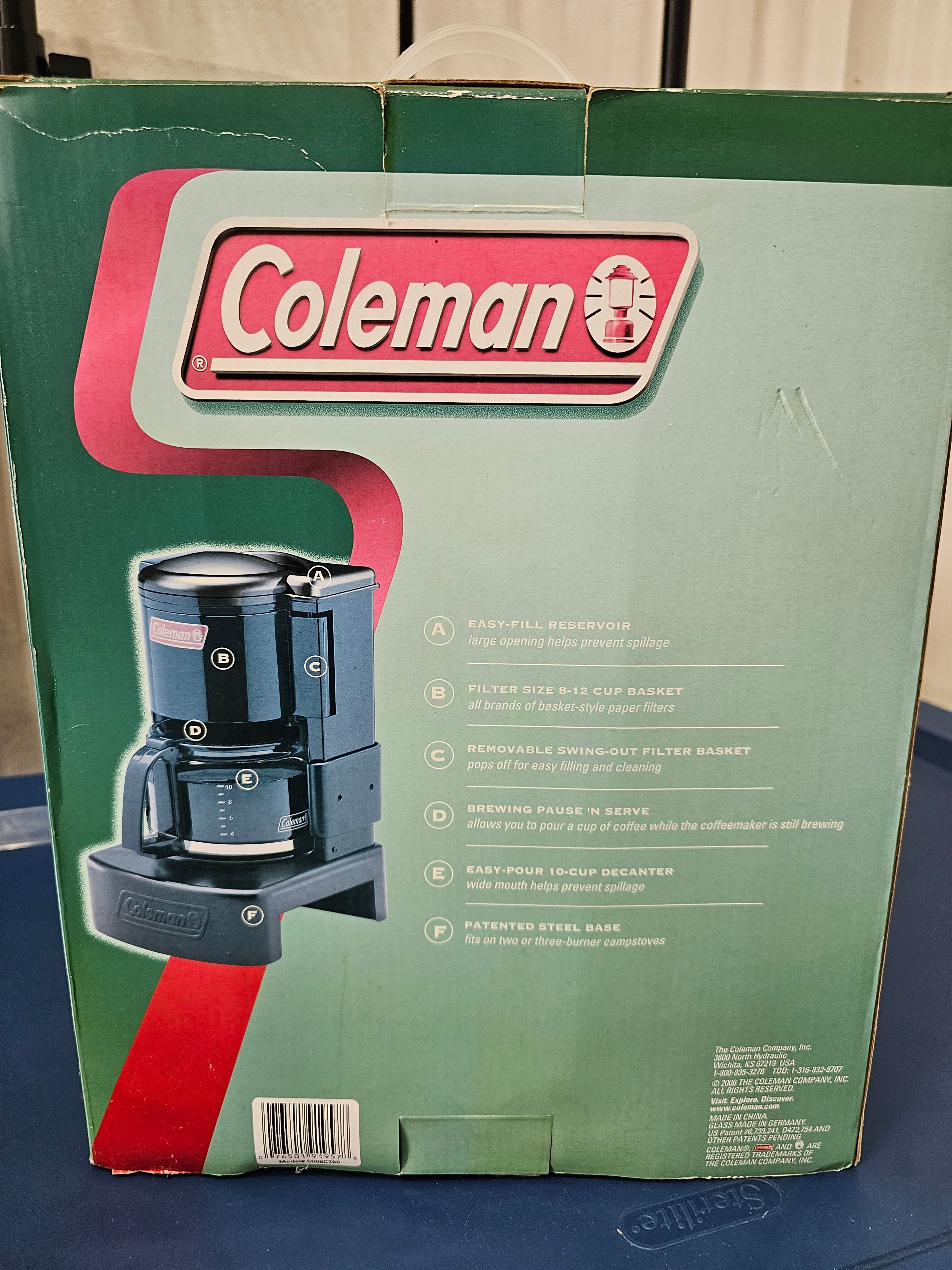 Coleman 5008 Series 10-Cup Camping Drip Coffeemaker New Sealed in Box