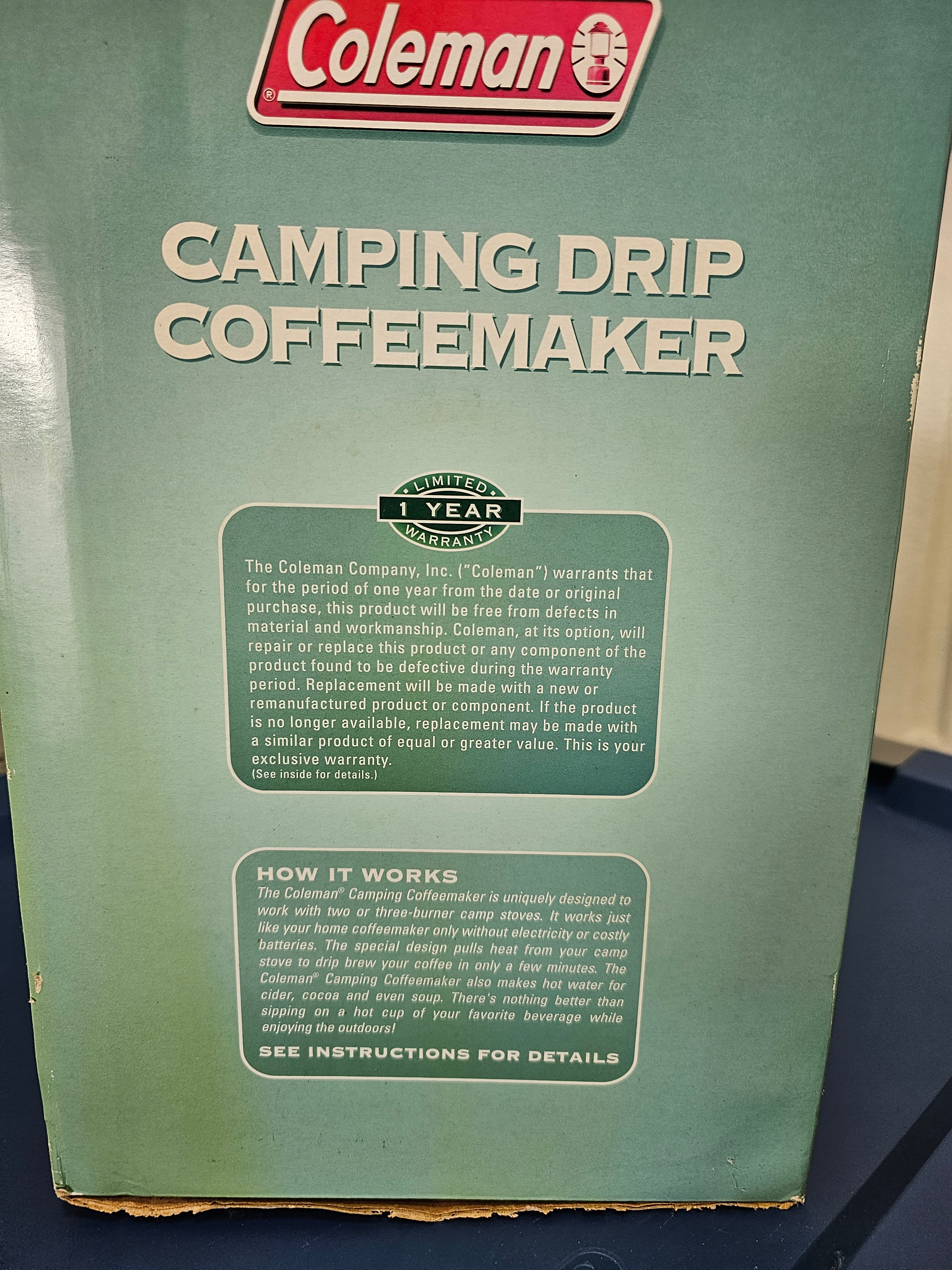 Coleman 5008 Series 10-Cup Camping Drip Coffeemaker New Sealed in Box