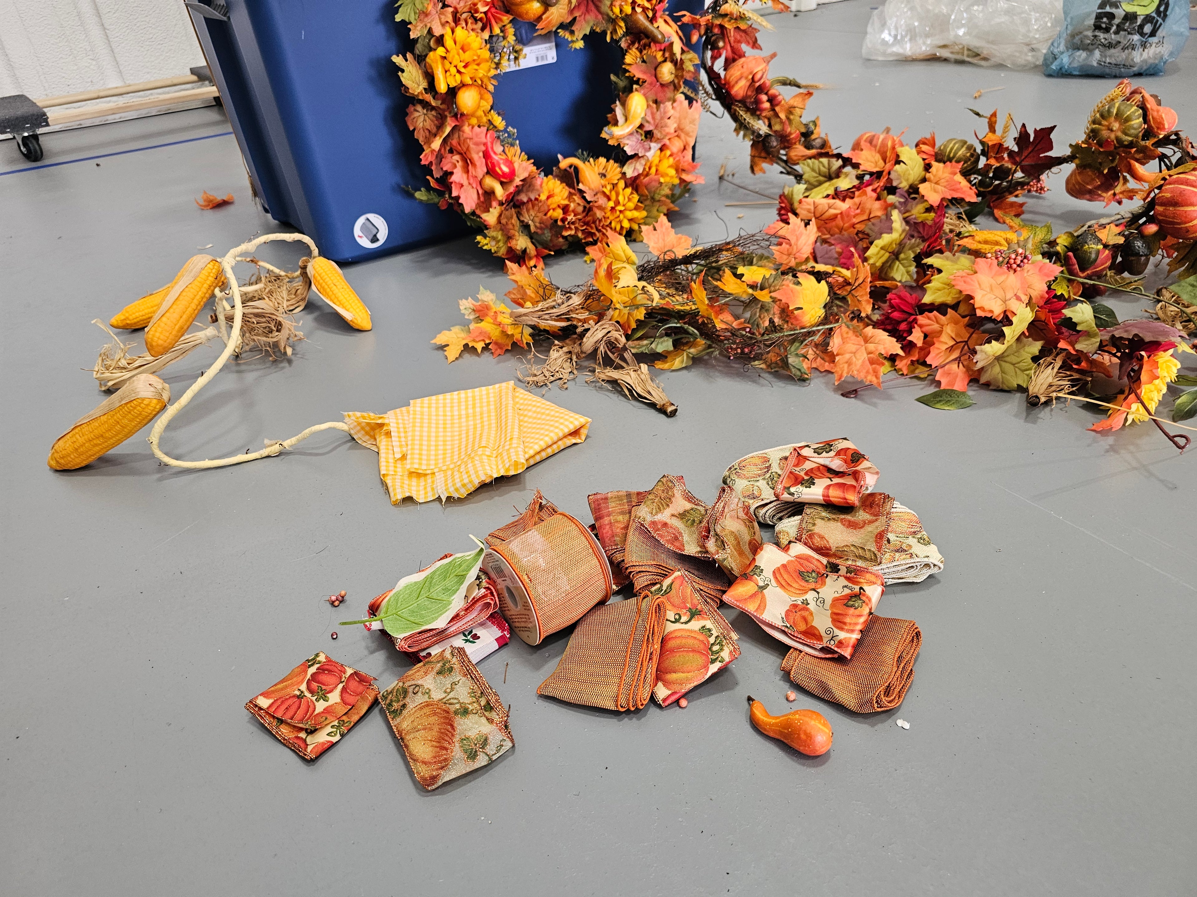 Large Assorted Fall Thanksgiving Décor Lot with Wreaths, Pumpkins & Garlands