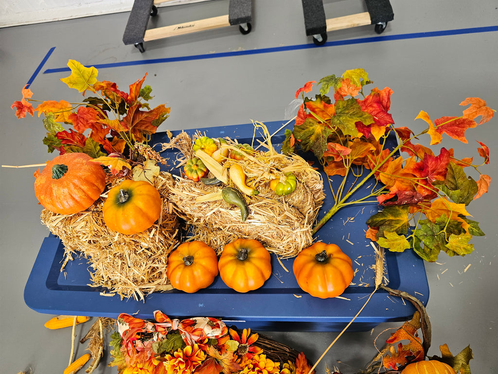 Large Assorted Fall Thanksgiving Décor Lot with Wreaths, Pumpkins & Garlands