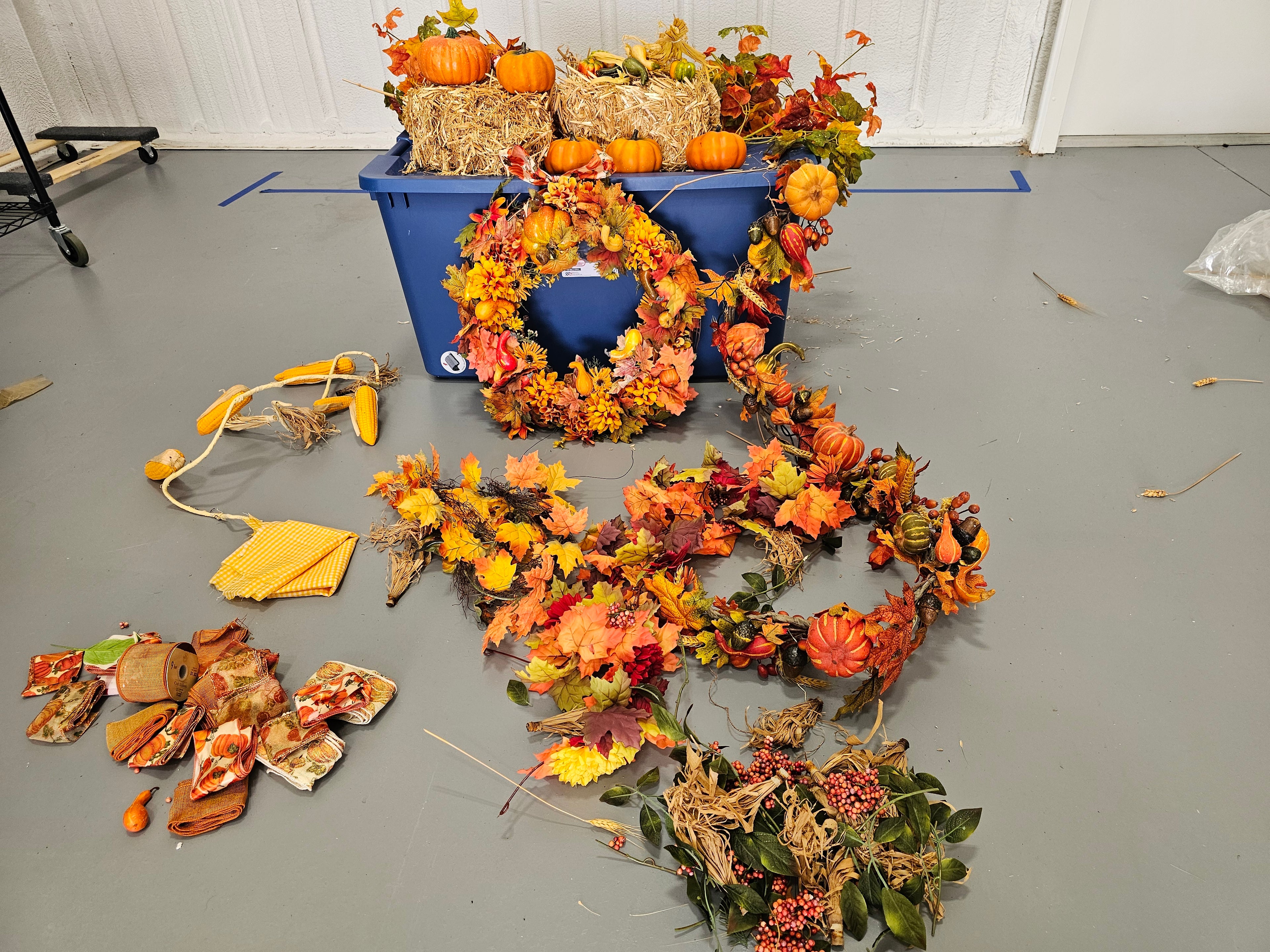 Large Assorted Fall Thanksgiving Décor Lot with Wreaths, Pumpkins & Garlands