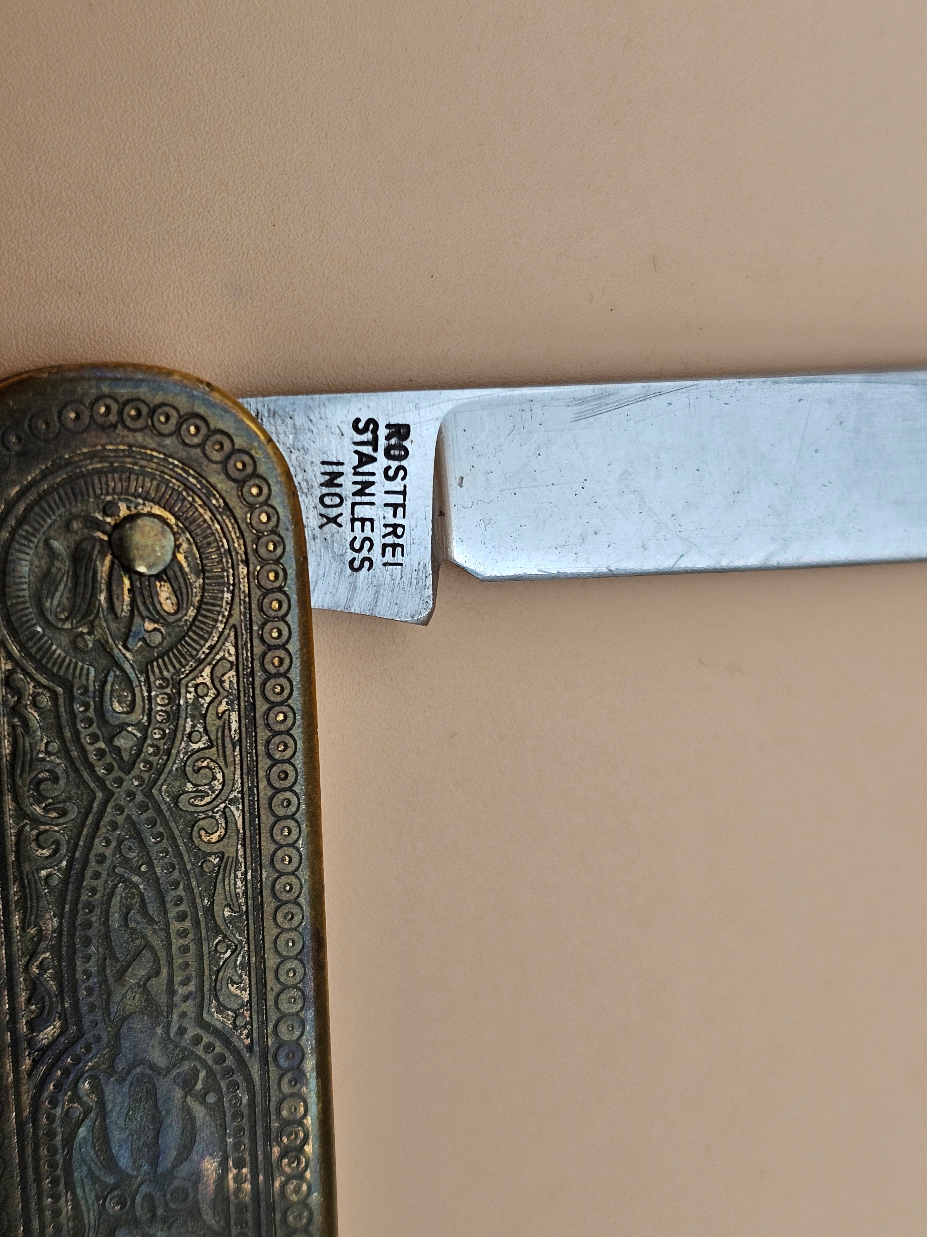 Vintage Aug. Müller Söhne Solingen Germany Gentleman Pocket Knife 3-Tool Engraved Handle Rostfrei Inox