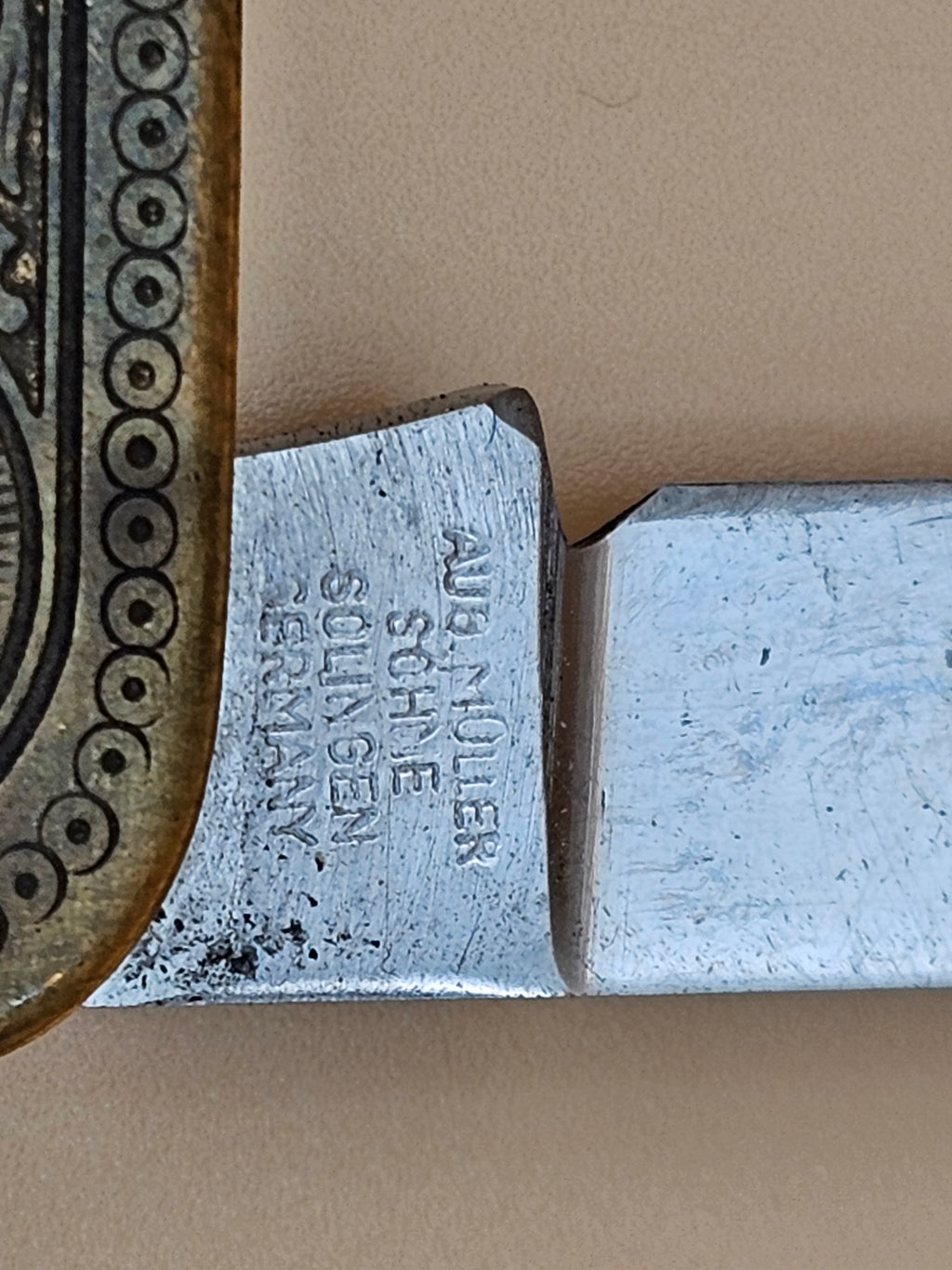 Vintage Aug. Müller Söhne Solingen Germany Gentleman Pocket Knife 3-Tool Engraved Handle Rostfrei Inox