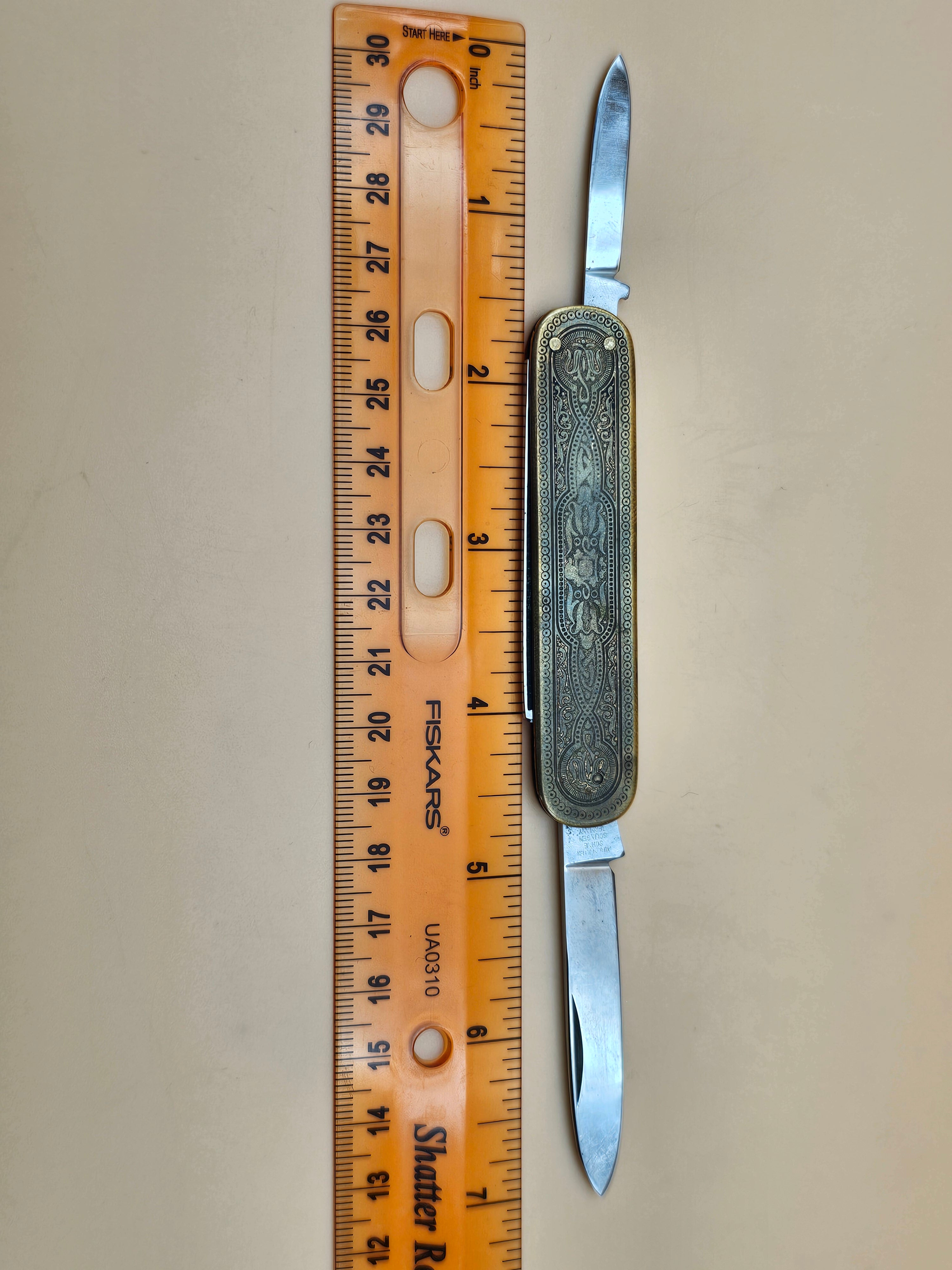 Vintage Aug. Müller Söhne Solingen Germany Gentleman Pocket Knife 3-Tool Engraved Handle Rostfrei Inox