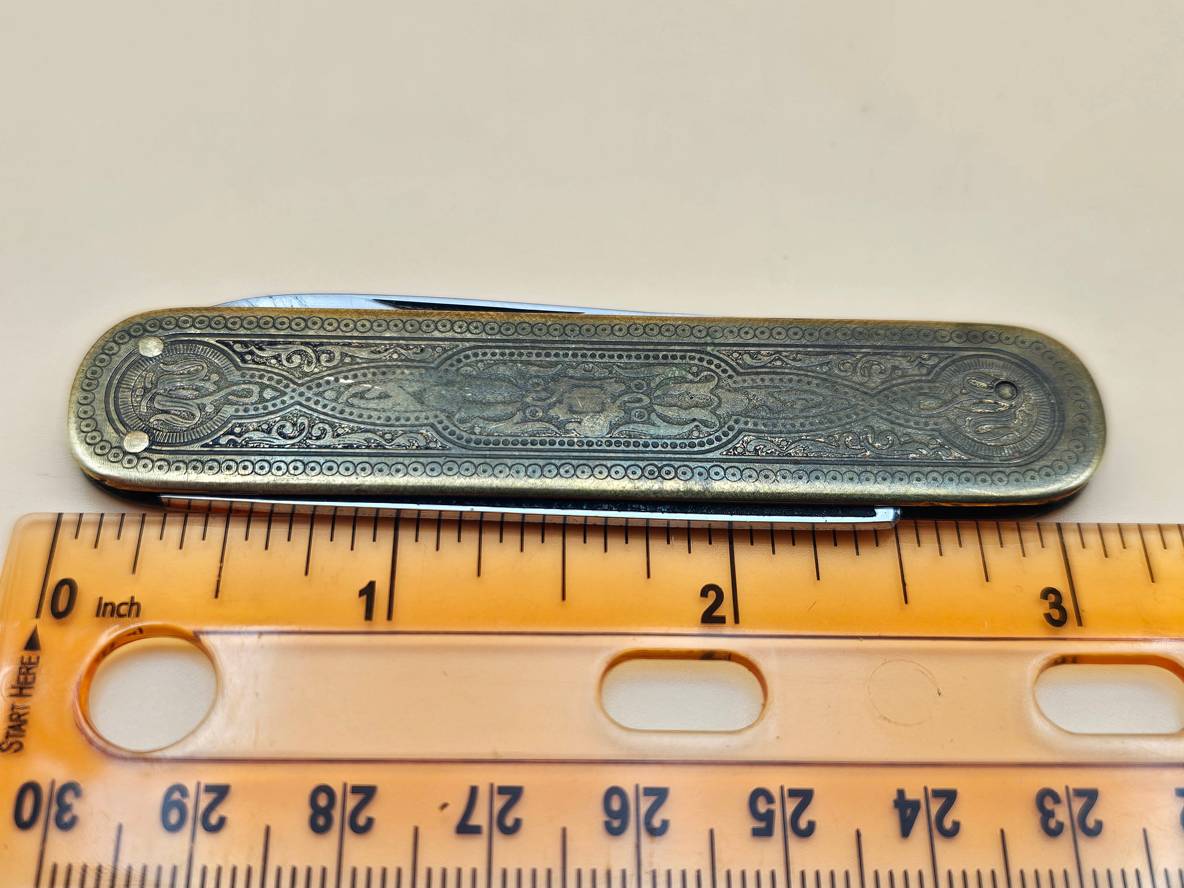 Vintage Aug. Müller Söhne Solingen Germany Gentleman Pocket Knife 3-Tool Engraved Handle Rostfrei Inox