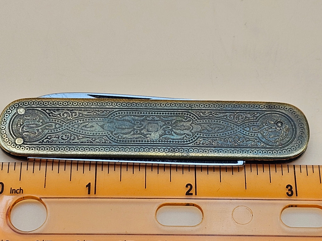 Vintage Aug. Müller Söhne Solingen Germany Gentleman Pocket Knife 3-Tool Engraved Handle Rostfrei Inox