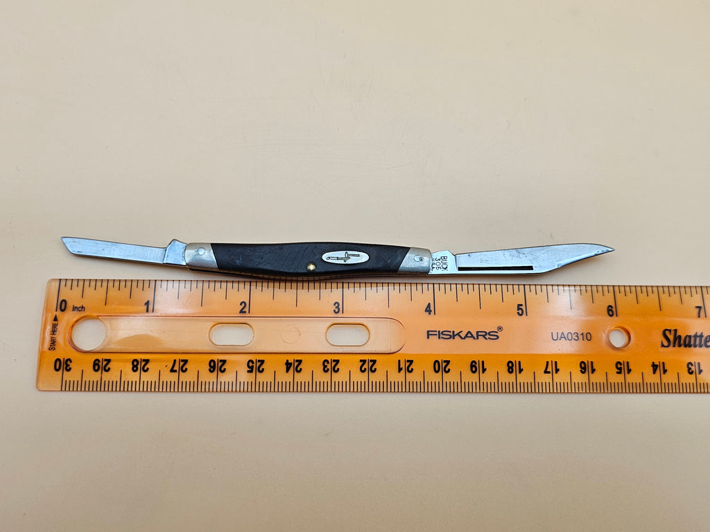 Vintage Buck 305 Lancer Two-Blade Pocket Knife Black Handle USA