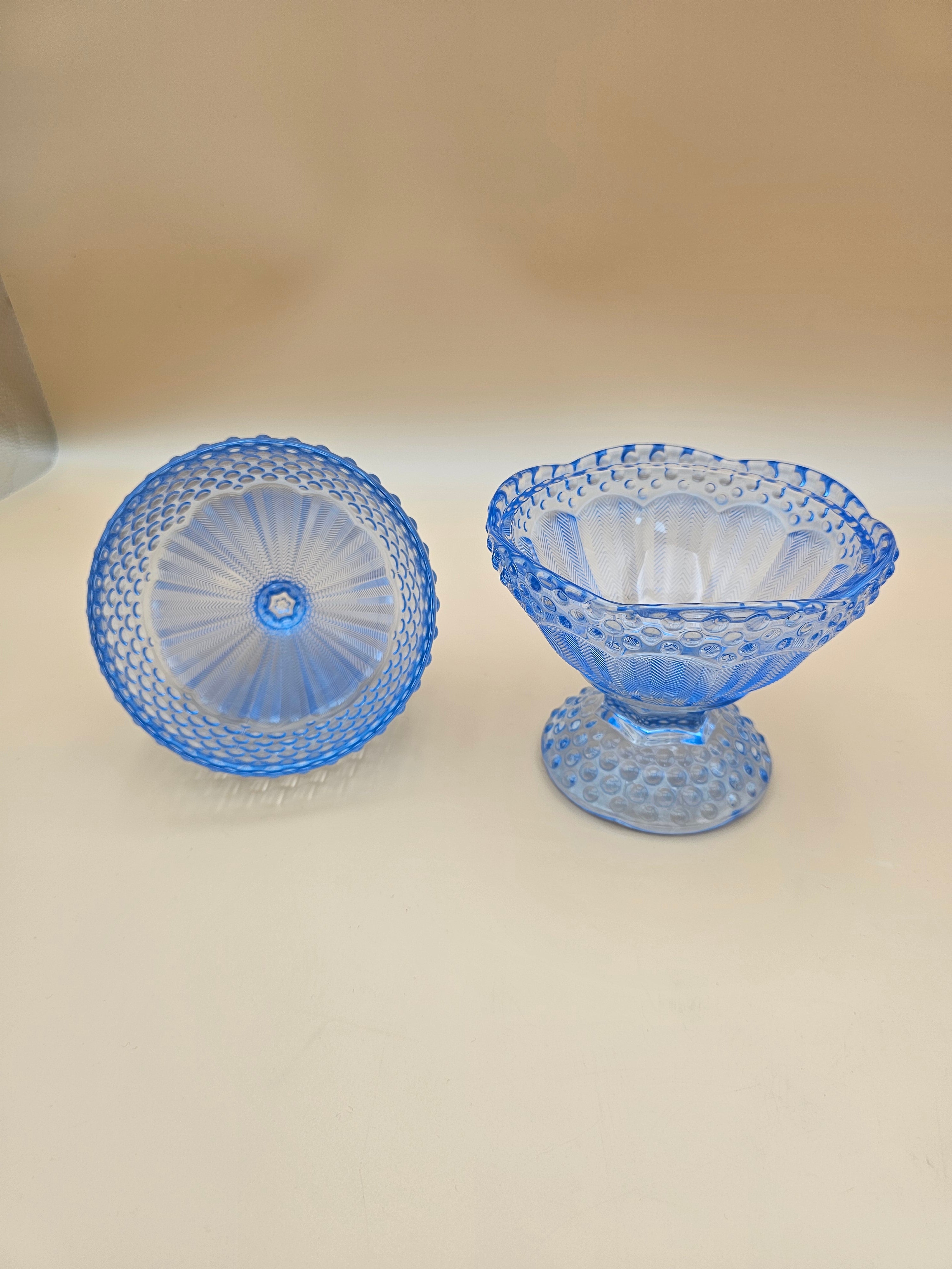 Vintage Gorham Emily’s Attic Blue Glass Egg-Shaped Covered Candy Dish