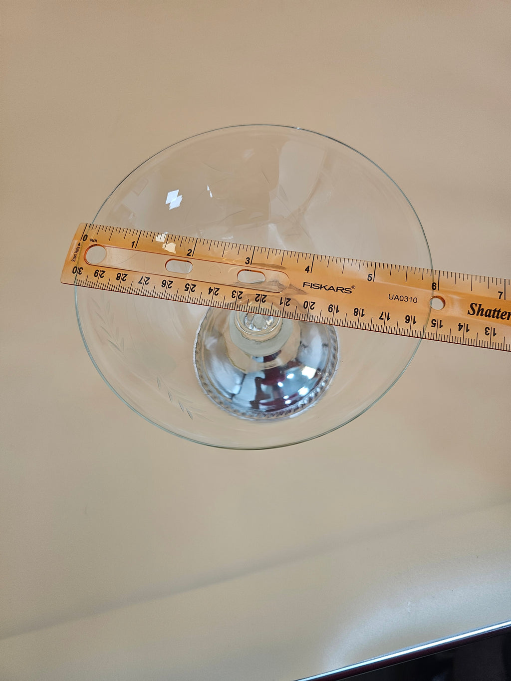 Vintage Duchin Creation Etched Glass Compote with Weighted Sterling Silver Base
