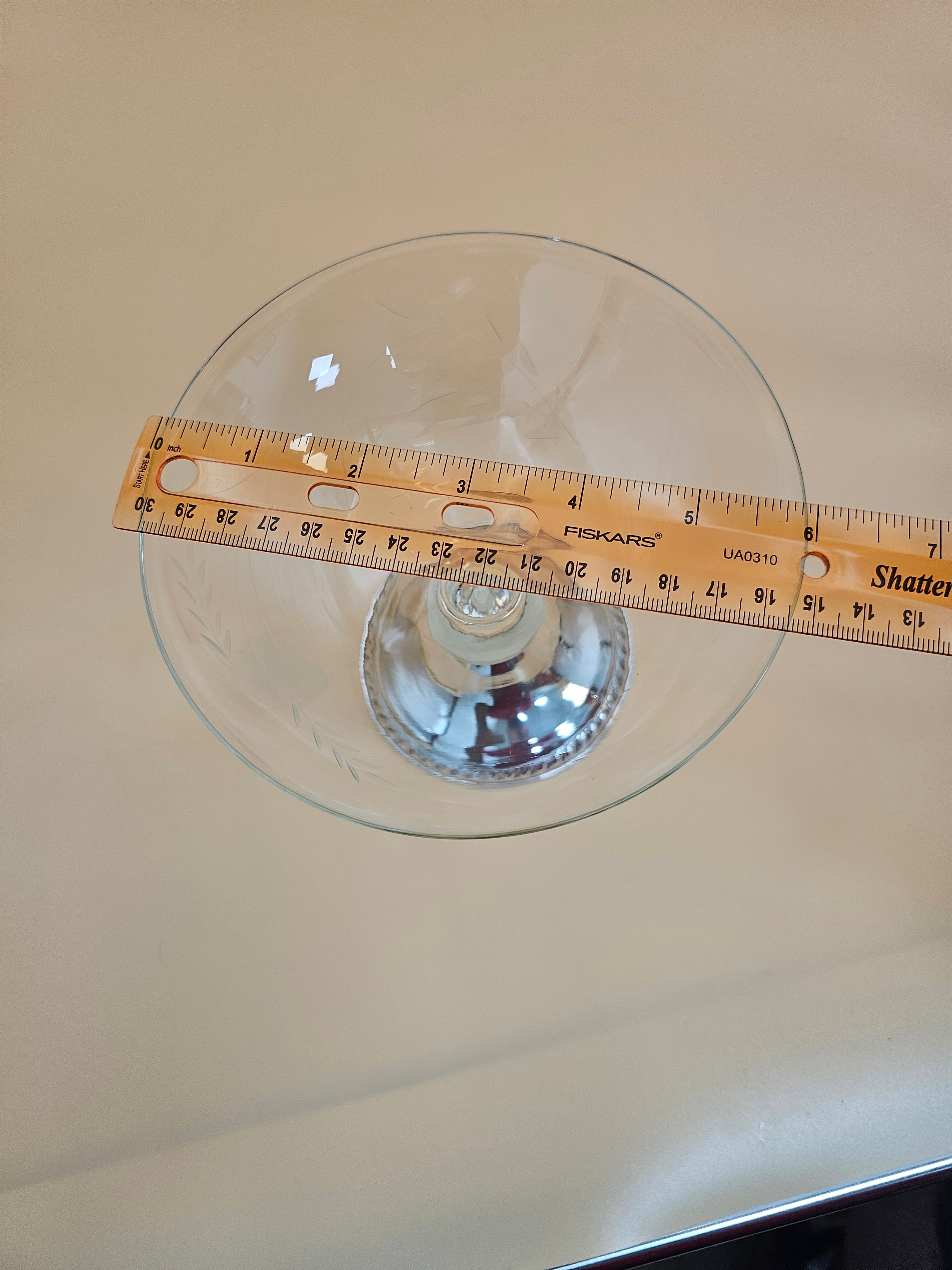 Vintage Duchin Creation Etched Glass Compote with Weighted Sterling Silver Base
