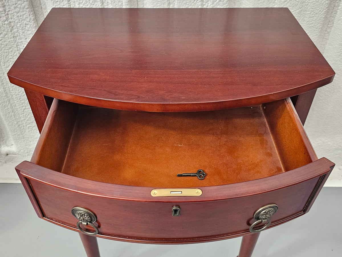 Vintage 1997 Bombay Company Bow-Front Two-Drawer Accent Table with Key