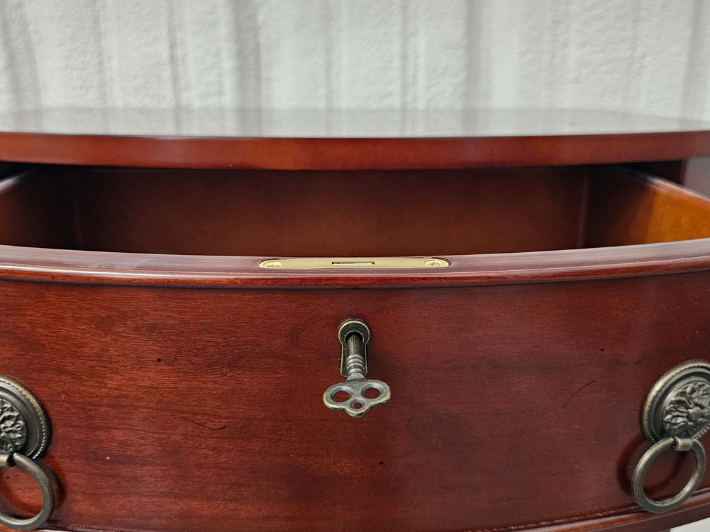 Vintage 1997 Bombay Company Bow-Front Two-Drawer Accent Table with Key