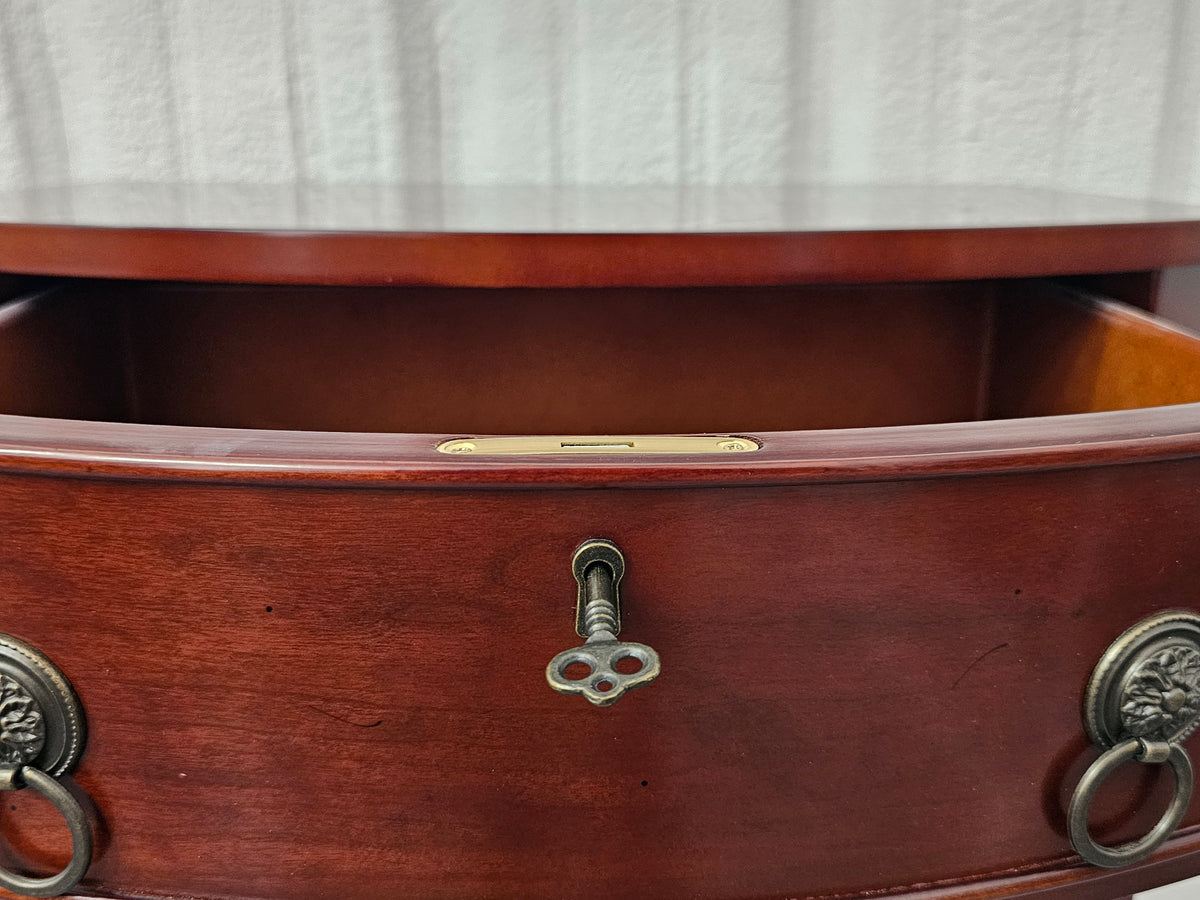 Vintage 1997 Bombay Company Bow-Front Two-Drawer Accent Table with Key