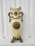 Large 25.5" Ornate Cream and Gold Resin Floor Vase – As Is
