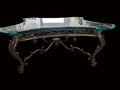 Large Rococo-Style Platinum Finish Square Glass-Top Coffee Table