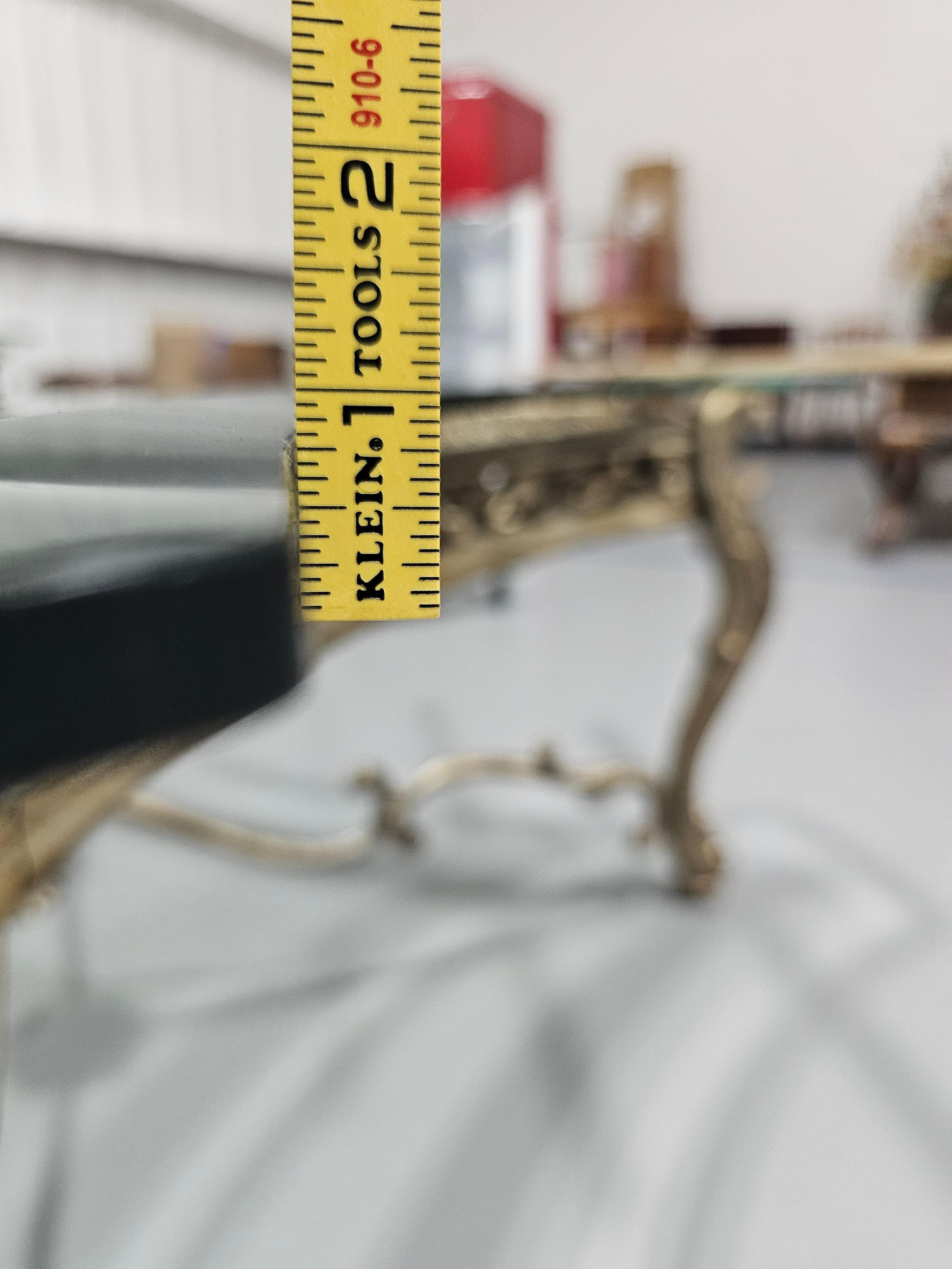 Large Rococo-Style Platinum Finish Square Glass-Top Coffee Table