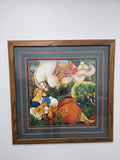 Large Southwestern-Style Folk Art Horse & Resting Rider Framed Print – 35.5 in x 35.5 in