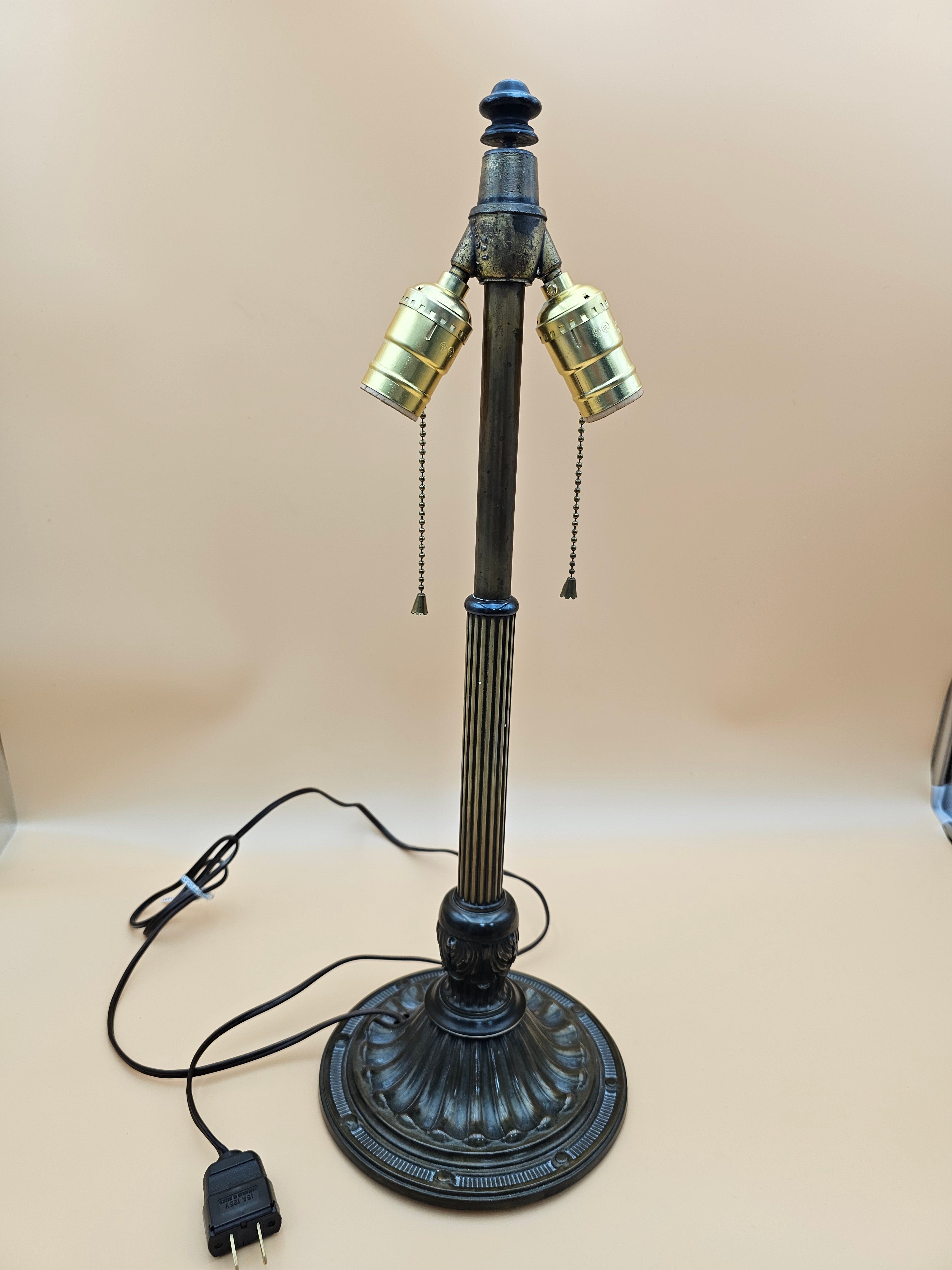 Antique Bradley & Hubbard Two-Light Slag Glass Table Lamp