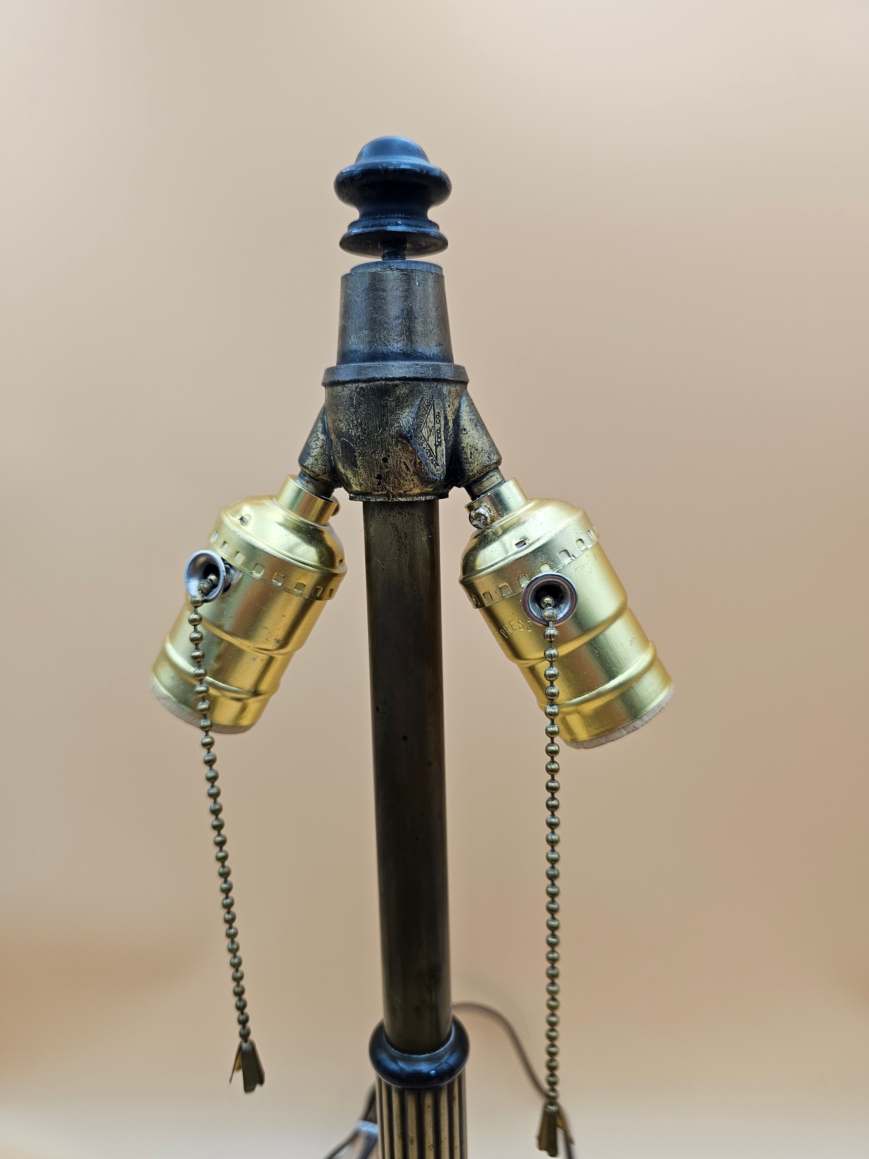 Antique Bradley & Hubbard Two-Light Slag Glass Table Lamp