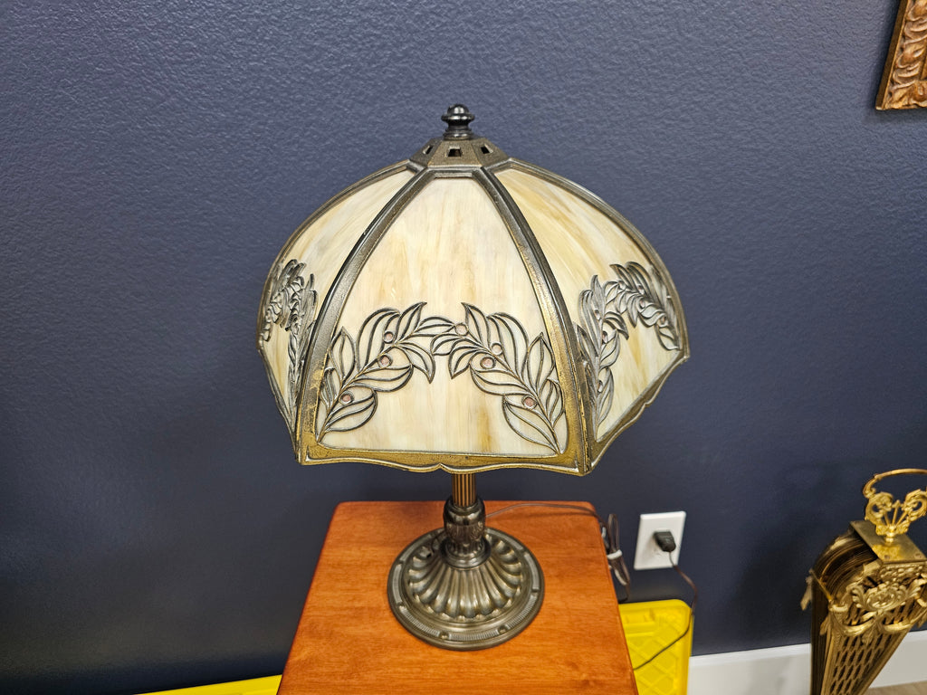 Antique Bradley & Hubbard Two-Light Slag Glass Table Lamp