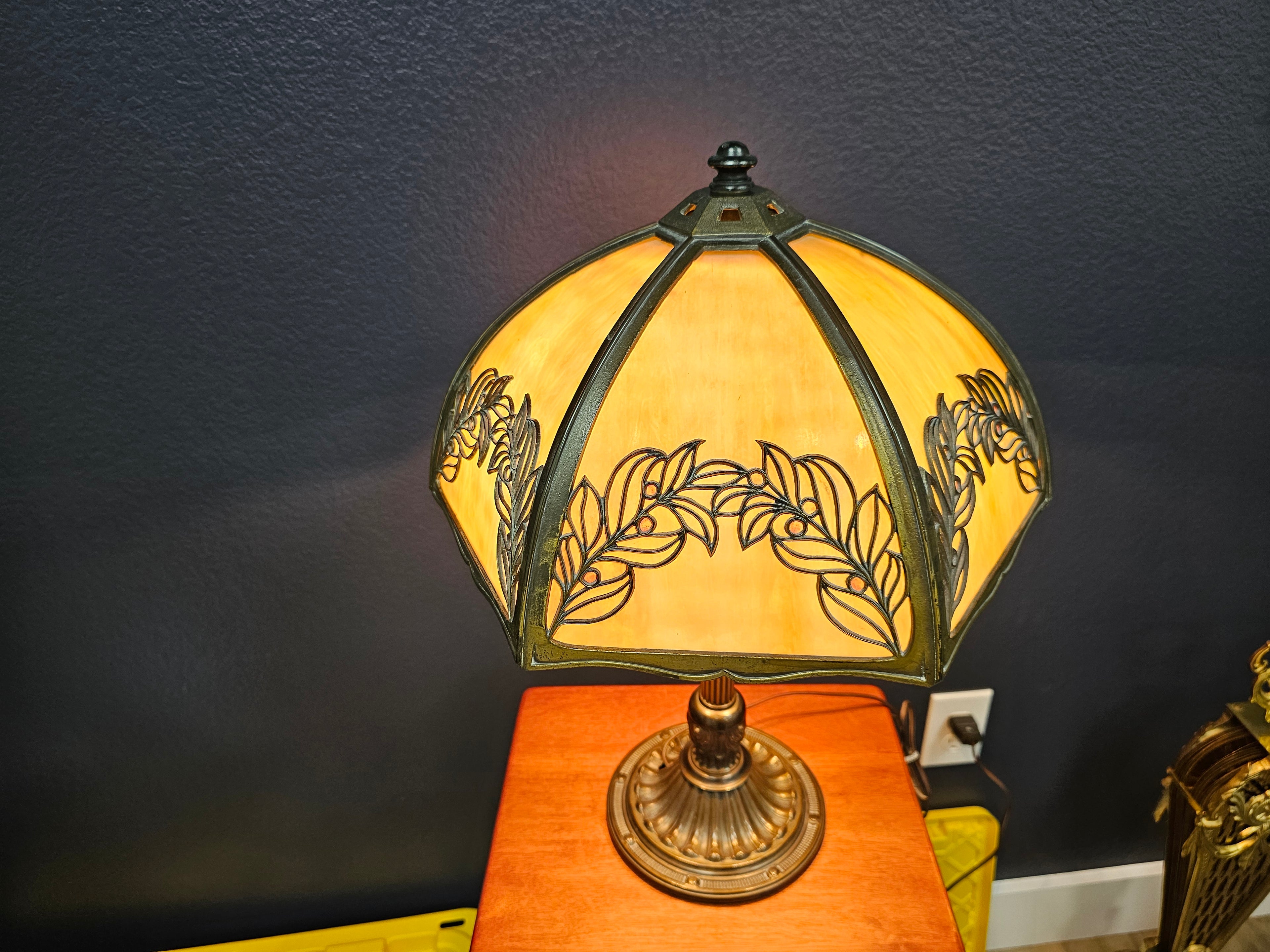 Antique Bradley & Hubbard Two-Light Slag Glass Table Lamp