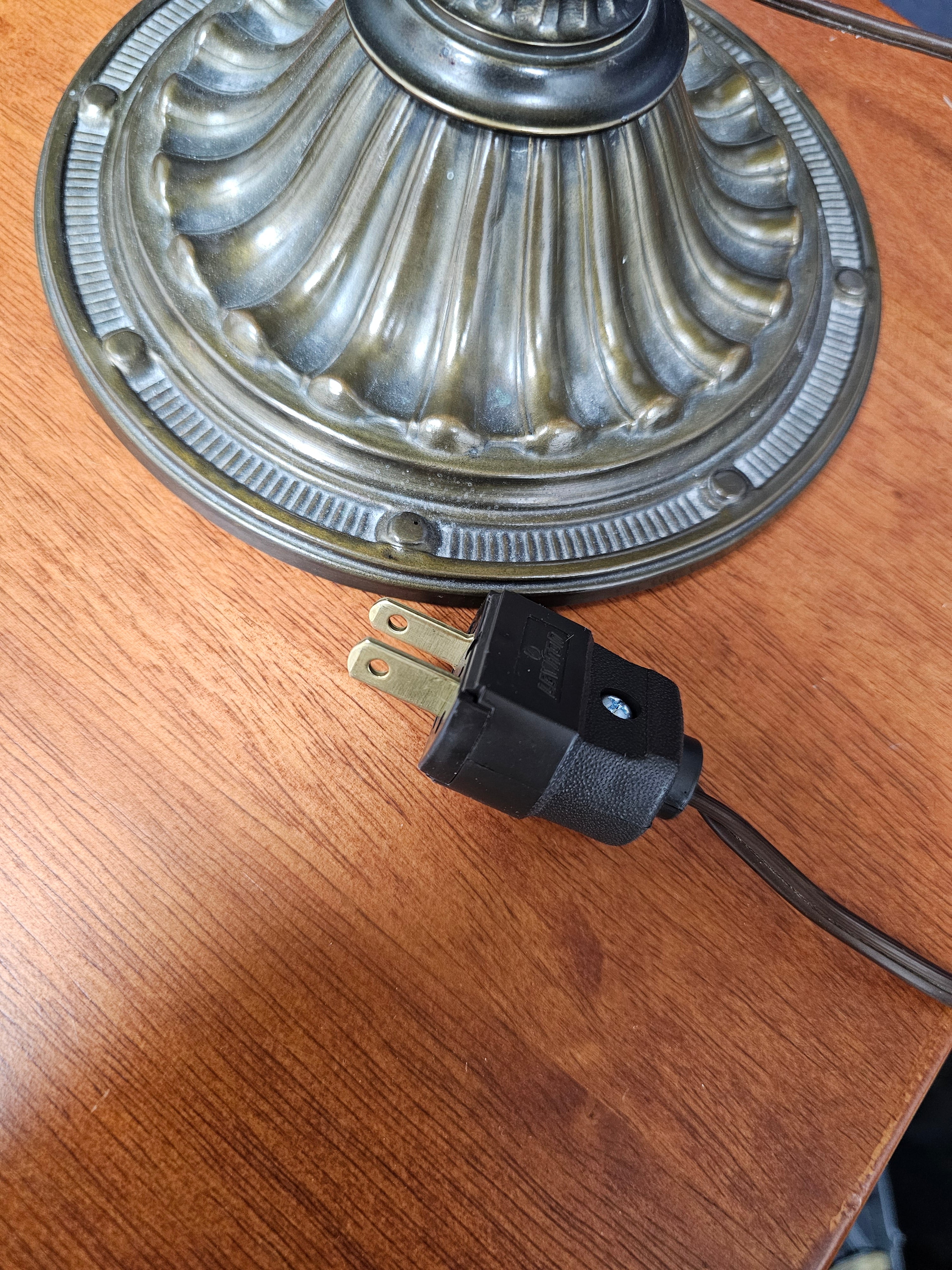 Antique Bradley & Hubbard Two-Light Slag Glass Table Lamp