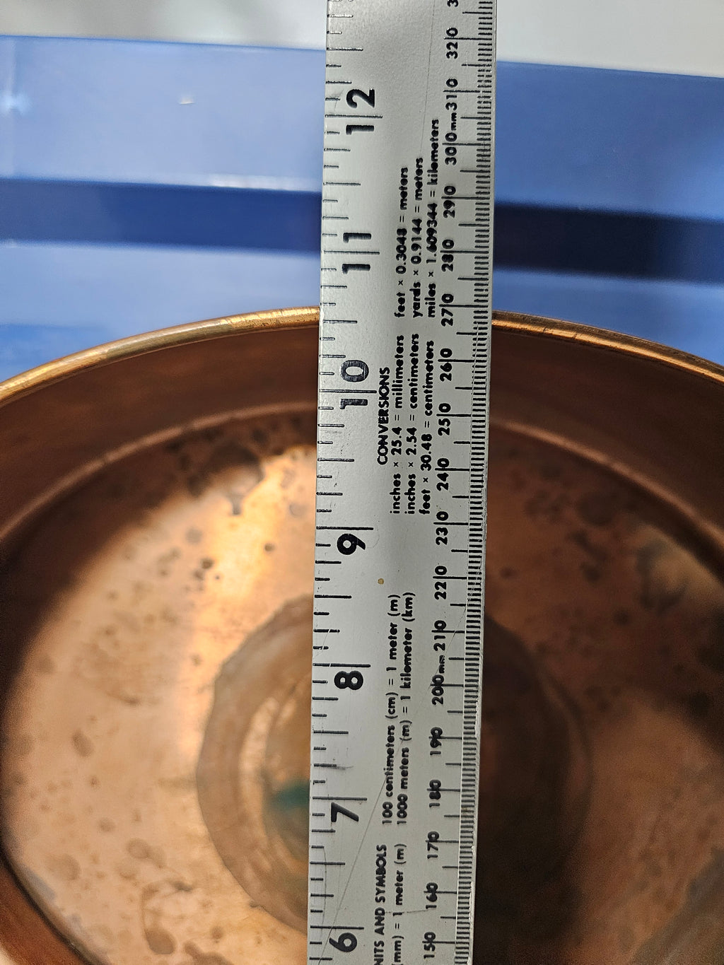 Vintage English Oval Copper Cachepot with Brass Lion Head Ring Handles