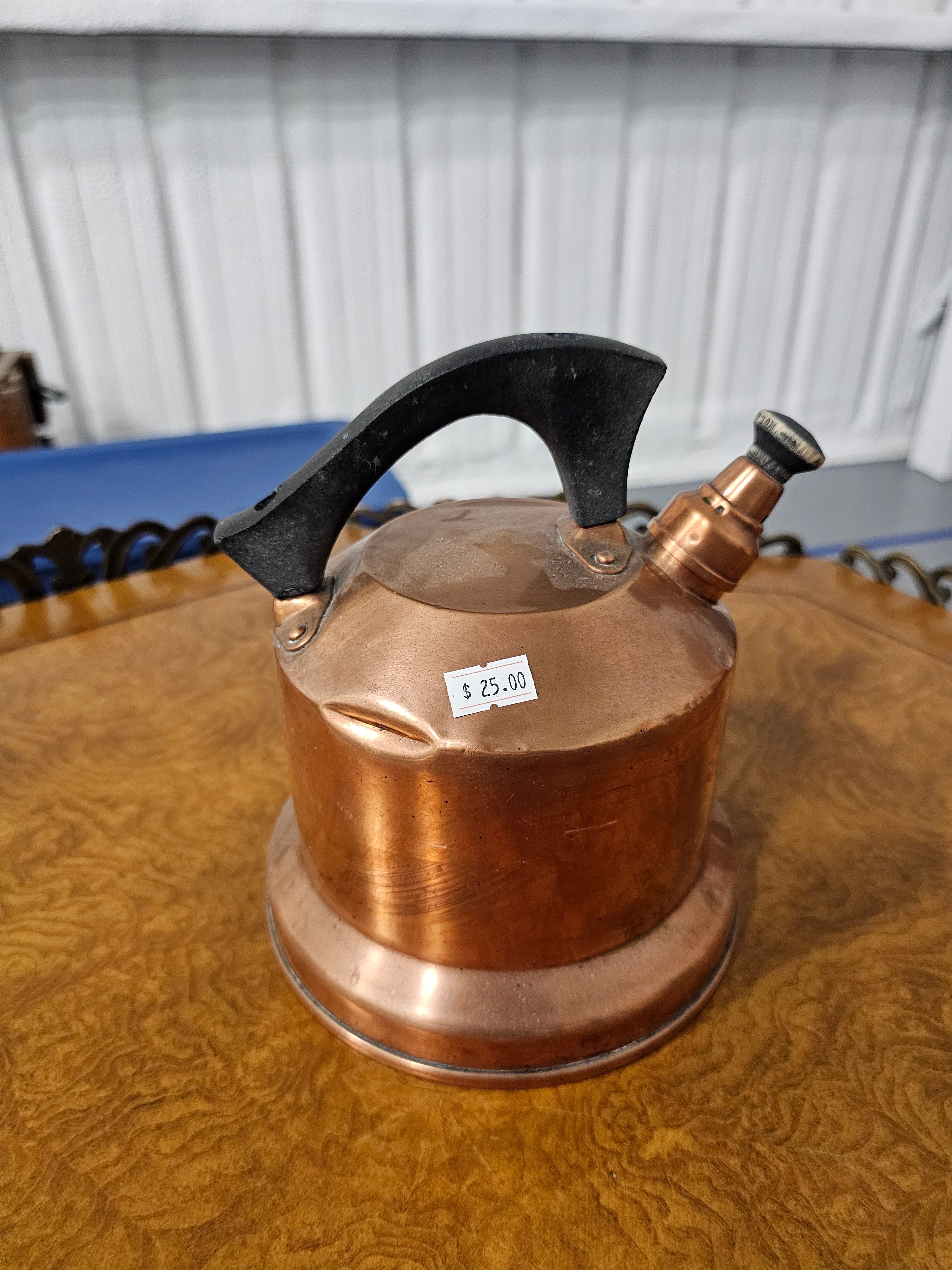 Vintage West Bend Solid Copper Singing Tea Kettle with Black Handle