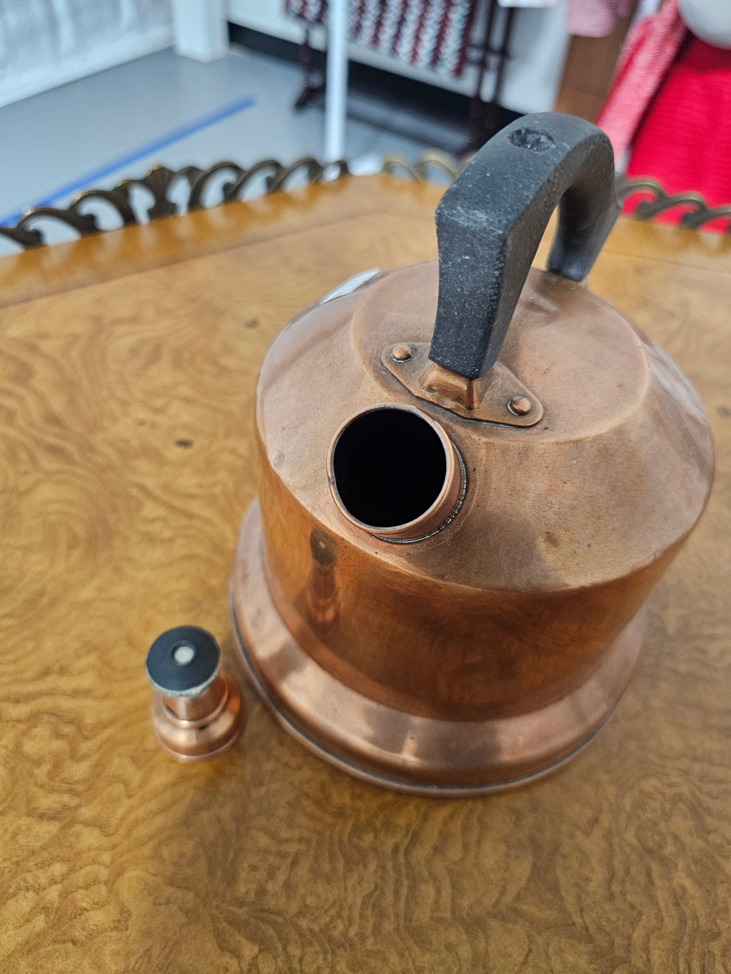 Vintage West Bend Solid Copper Singing Tea Kettle with Black Handle