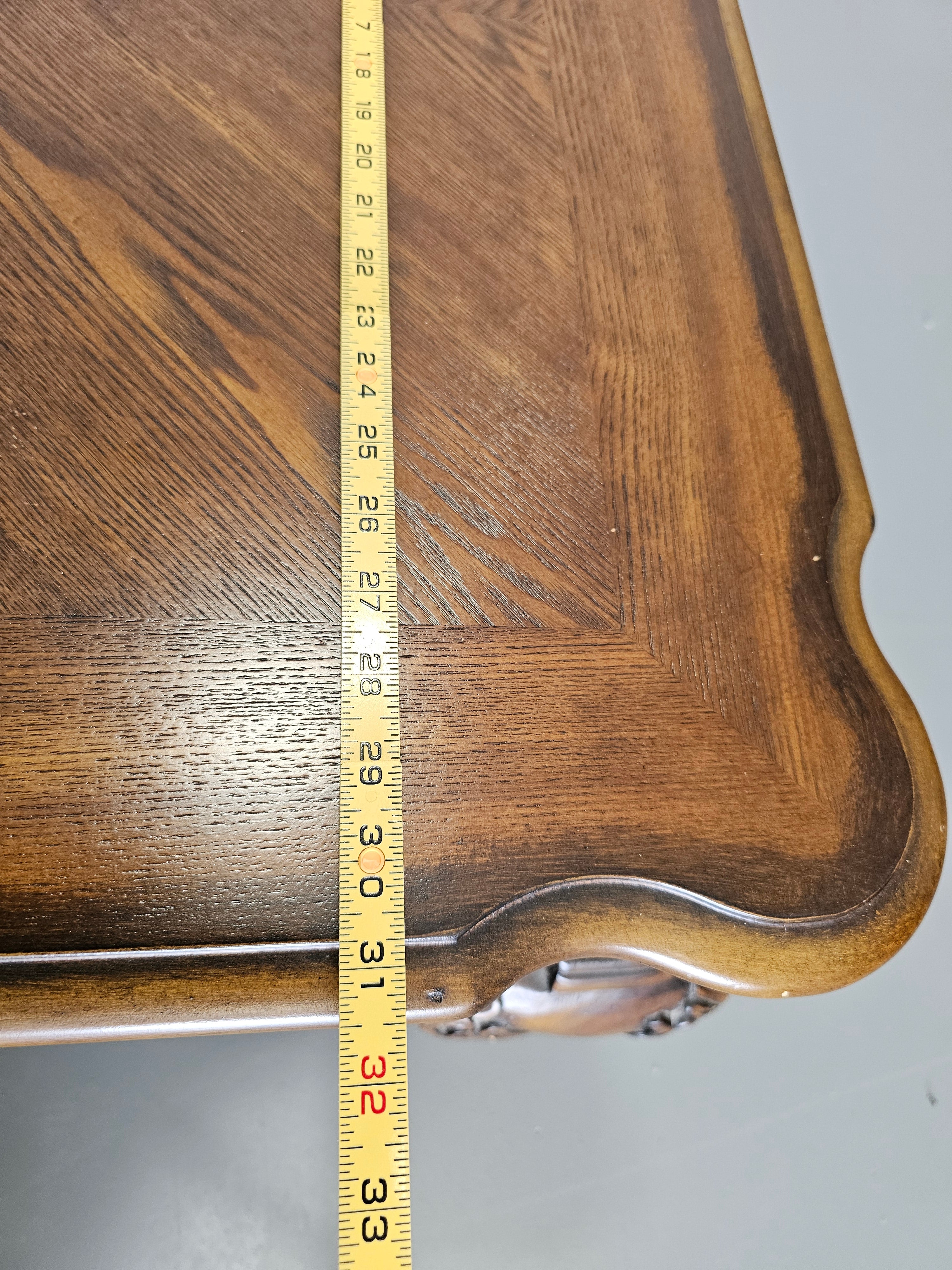 Traditional Carved Wood Coffee Table with Two Drawers & Claw Feet – 52"