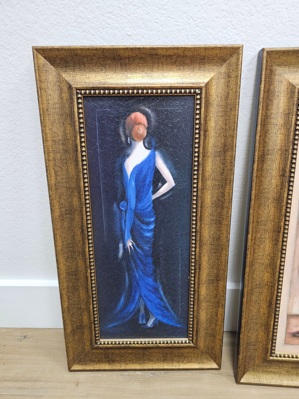 Set of 4 Framed Fashion Dress Wall Art Prints – Gold Tone Frames