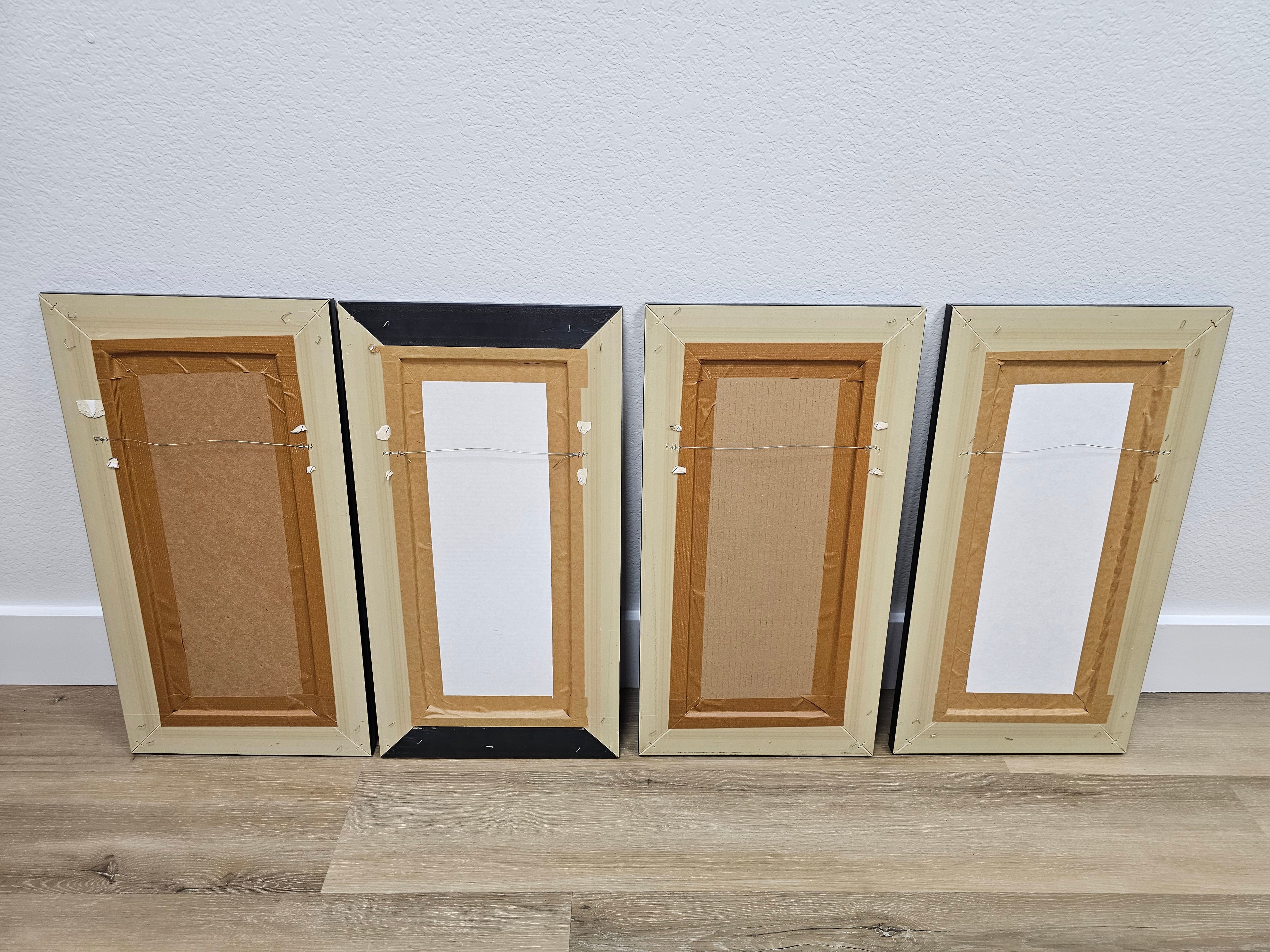 Set of 4 Framed Fashion Dress Wall Art Prints – Gold Tone Frames