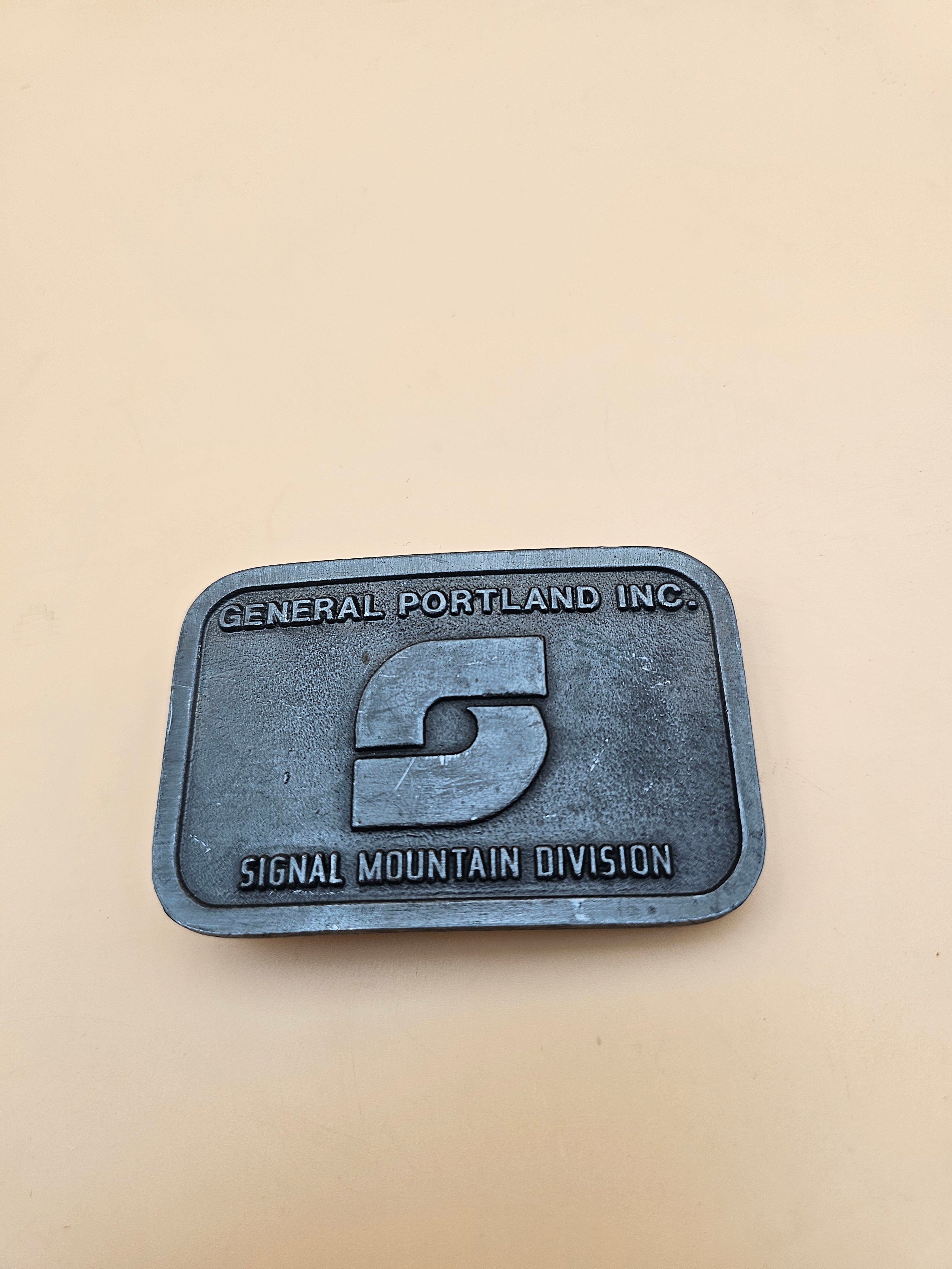 Vintage 1977 General Portland Inc. Signal Mountain Division Safety Award Belt Buckle