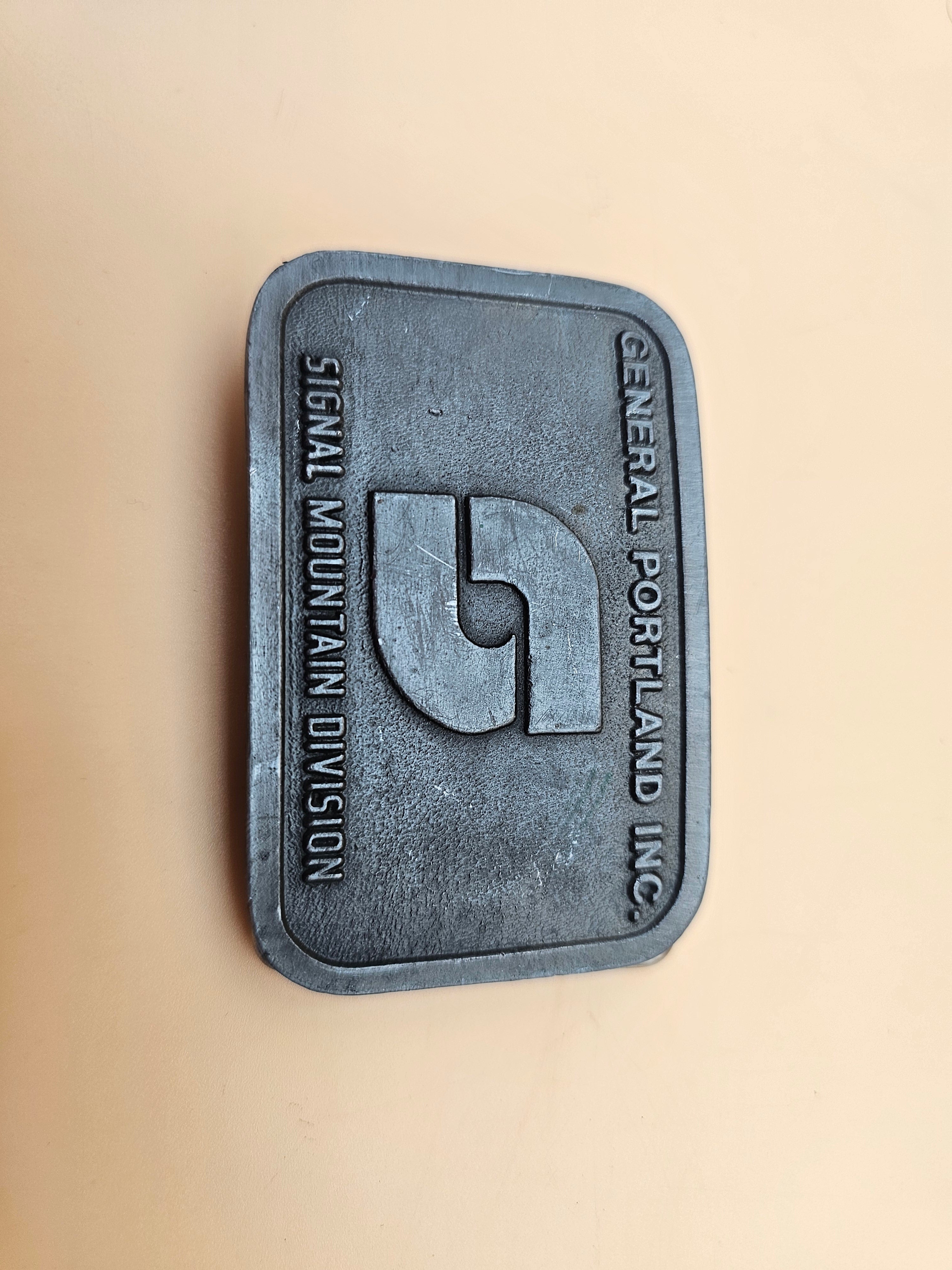 Vintage 1977 General Portland Inc. Signal Mountain Division Safety Award Belt Buckle