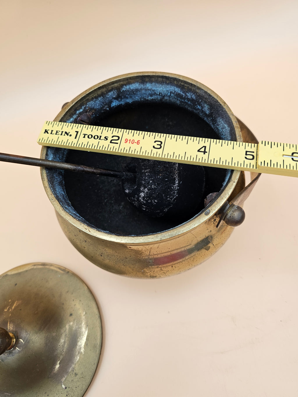 Vintage Brass Fireplace Fire Starter Smudge Pot with Pumice Wand