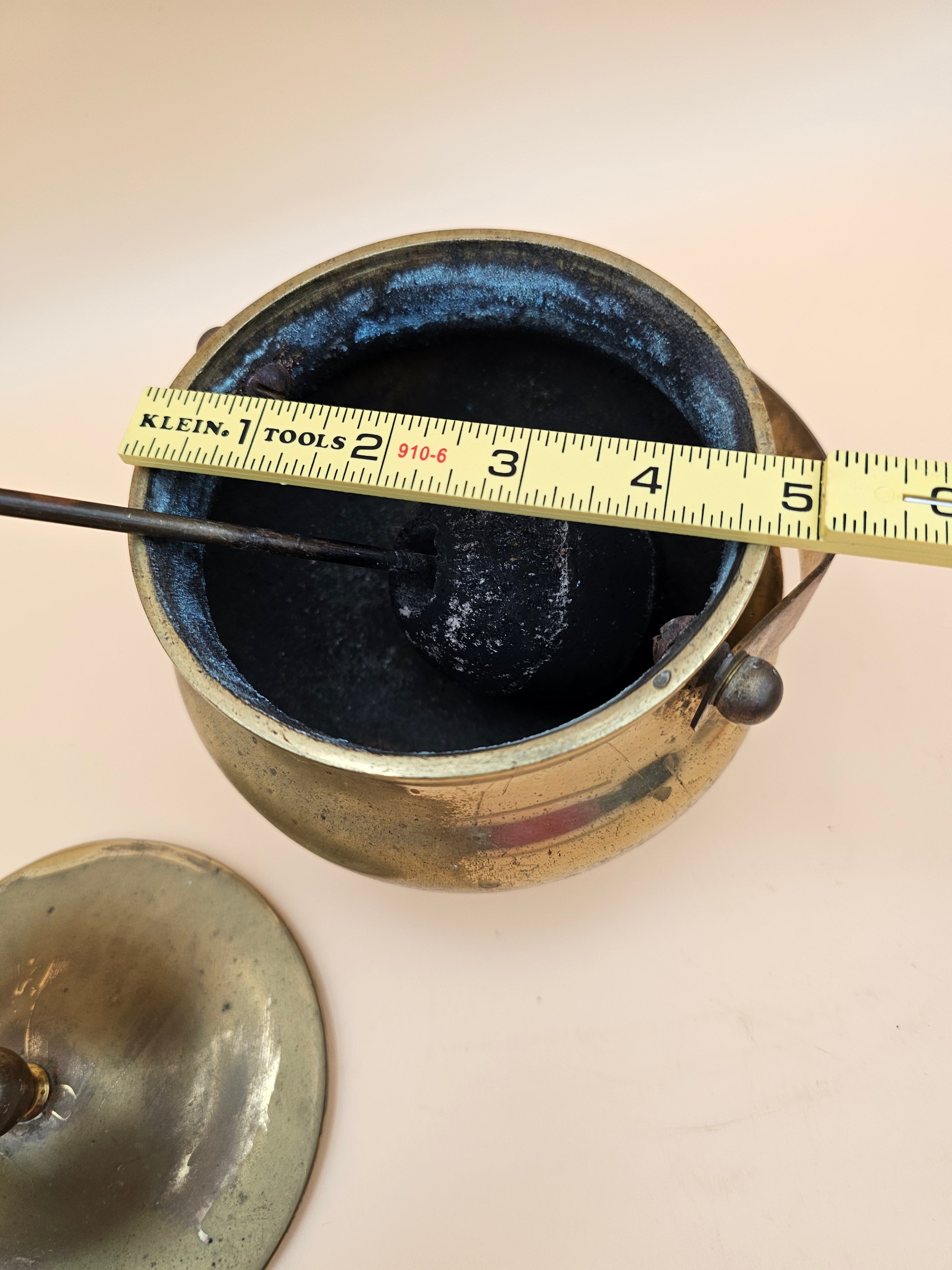 Vintage Brass Fireplace Fire Starter Smudge Pot with Pumice Wand