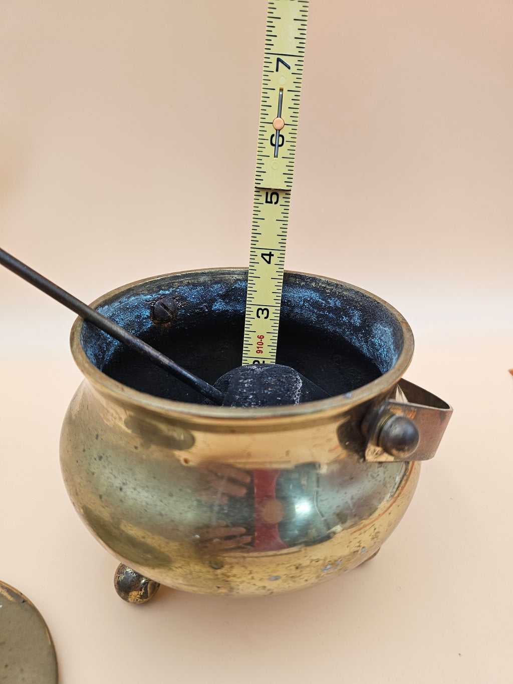 Vintage Brass Fireplace Fire Starter Smudge Pot with Pumice Wand