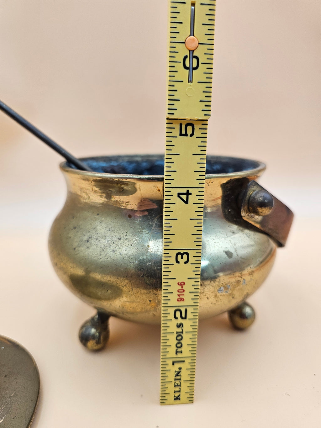 Vintage Brass Fireplace Fire Starter Smudge Pot with Pumice Wand