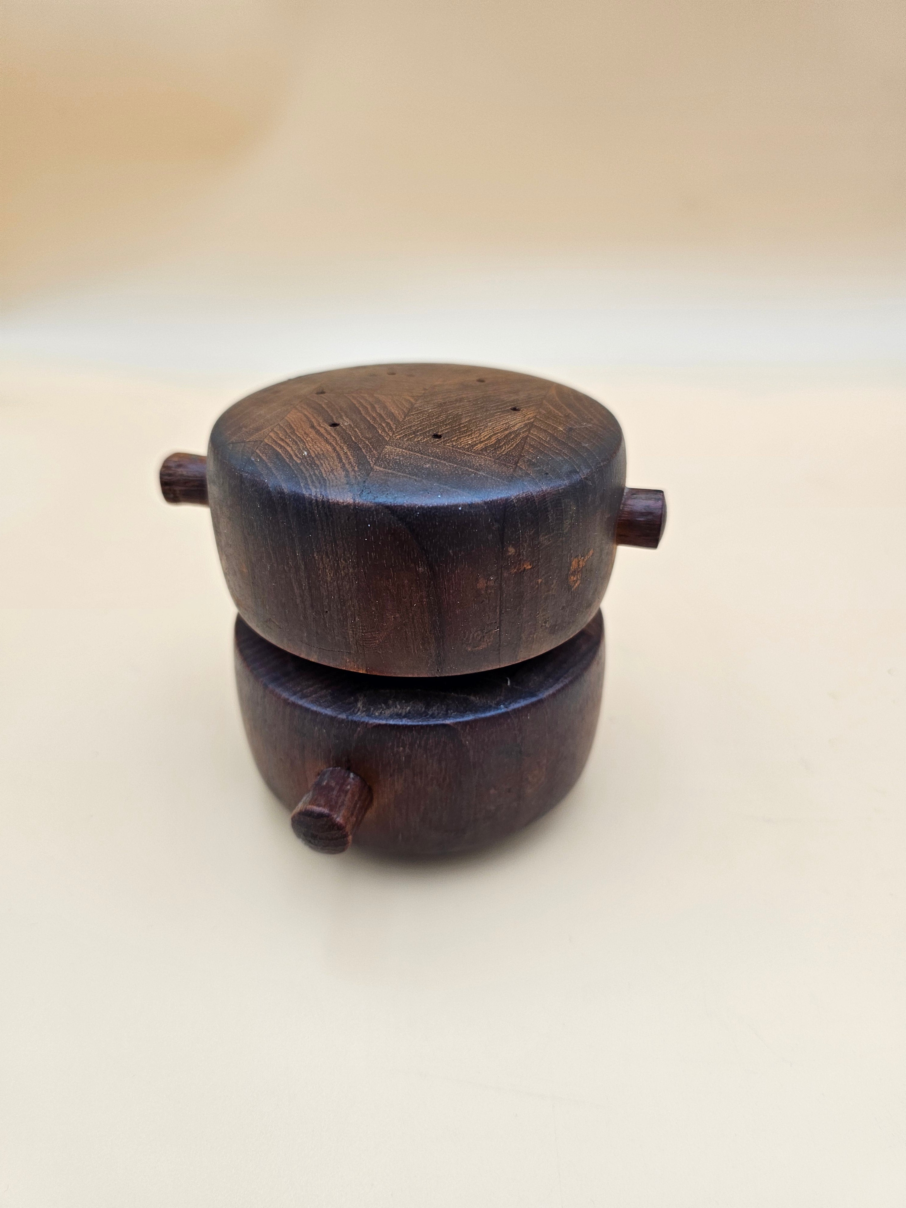 Vintage Dansk Jens Quistgaard Model 824 Double Barrel Teak Salt & Pepper Mill