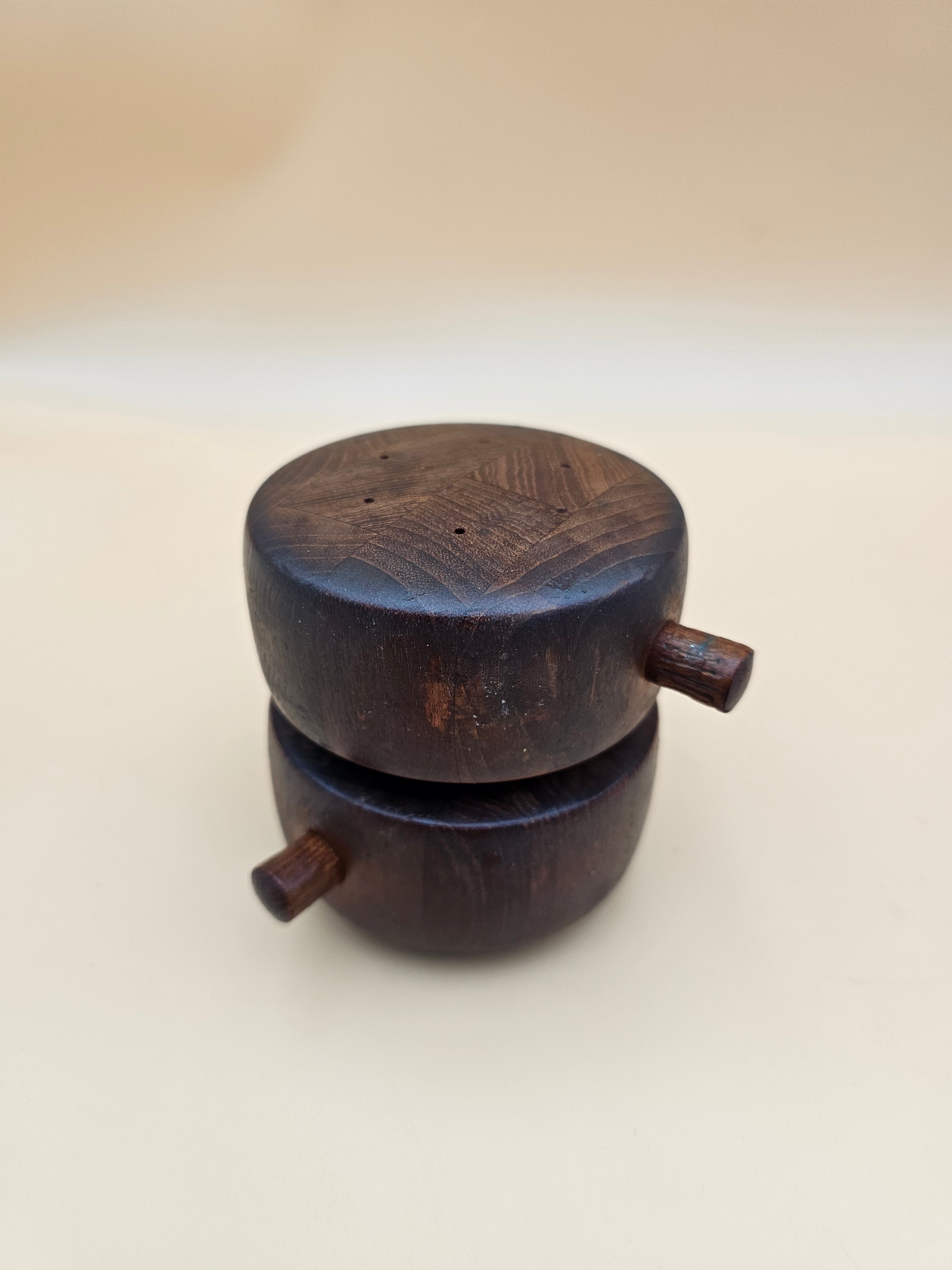 Vintage Dansk Jens Quistgaard Model 824 Double Barrel Teak Salt & Pepper Mill