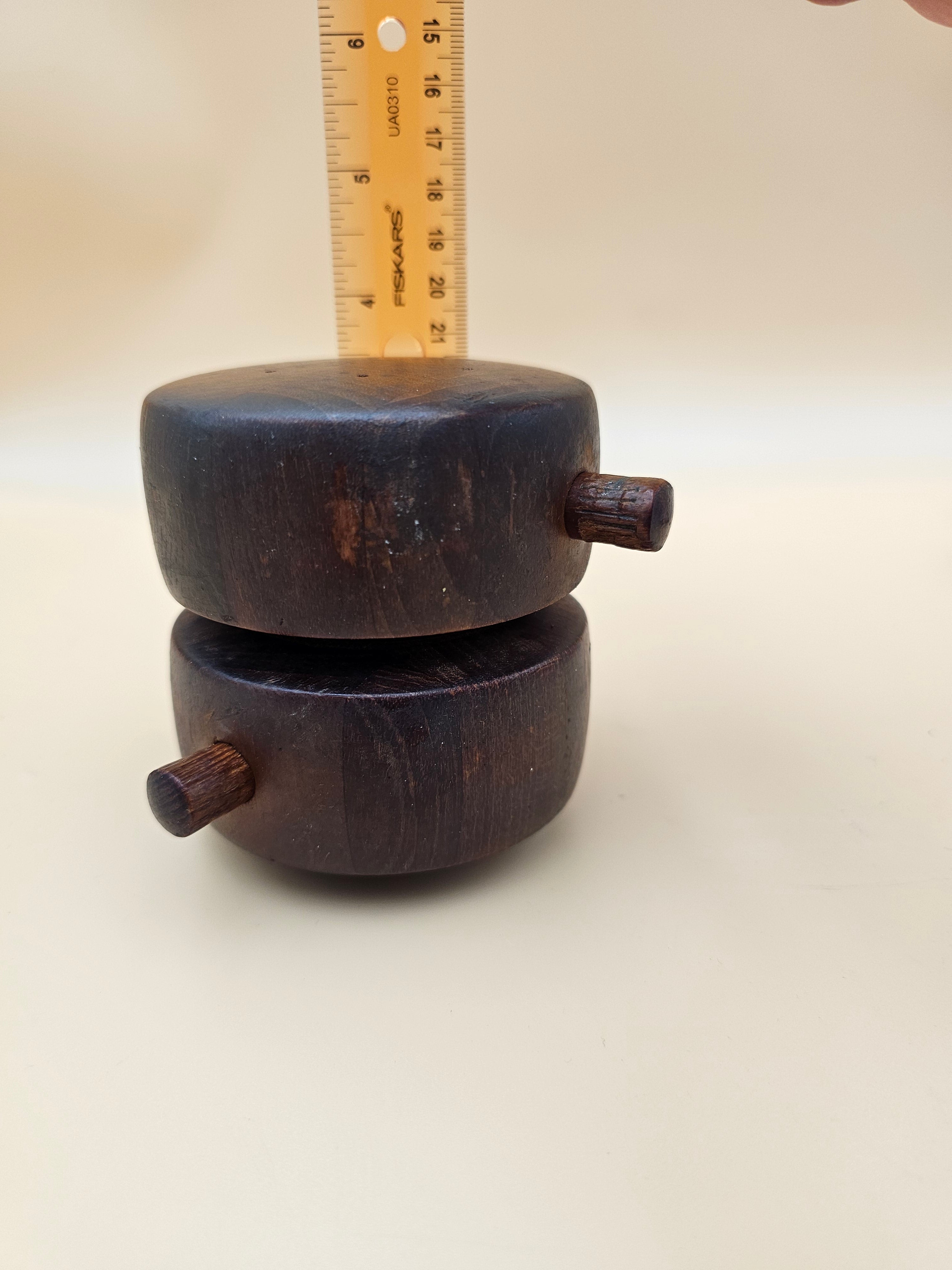 Vintage Dansk Jens Quistgaard Model 824 Double Barrel Teak Salt & Pepper Mill