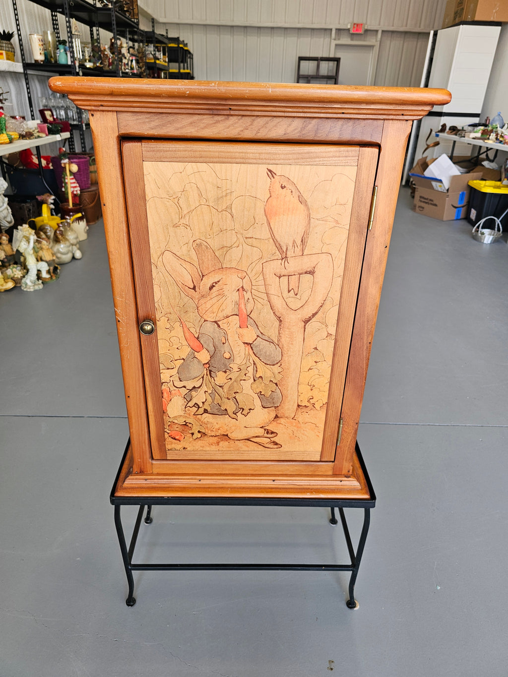 Peter Rabbit Beatrix Potter Illustrated Wood Storage Cabinet with Metal Stand