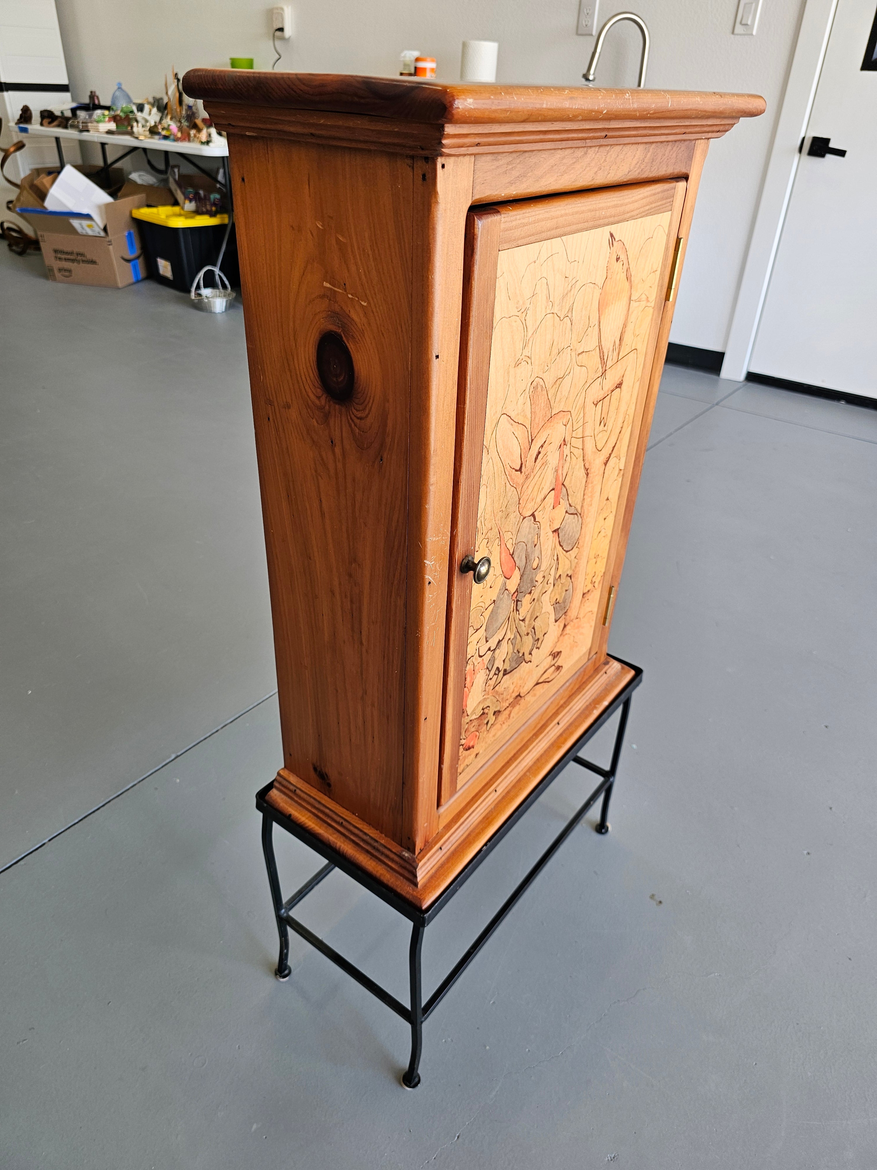 Peter Rabbit Beatrix Potter Illustrated Wood Storage Cabinet with Metal Stand