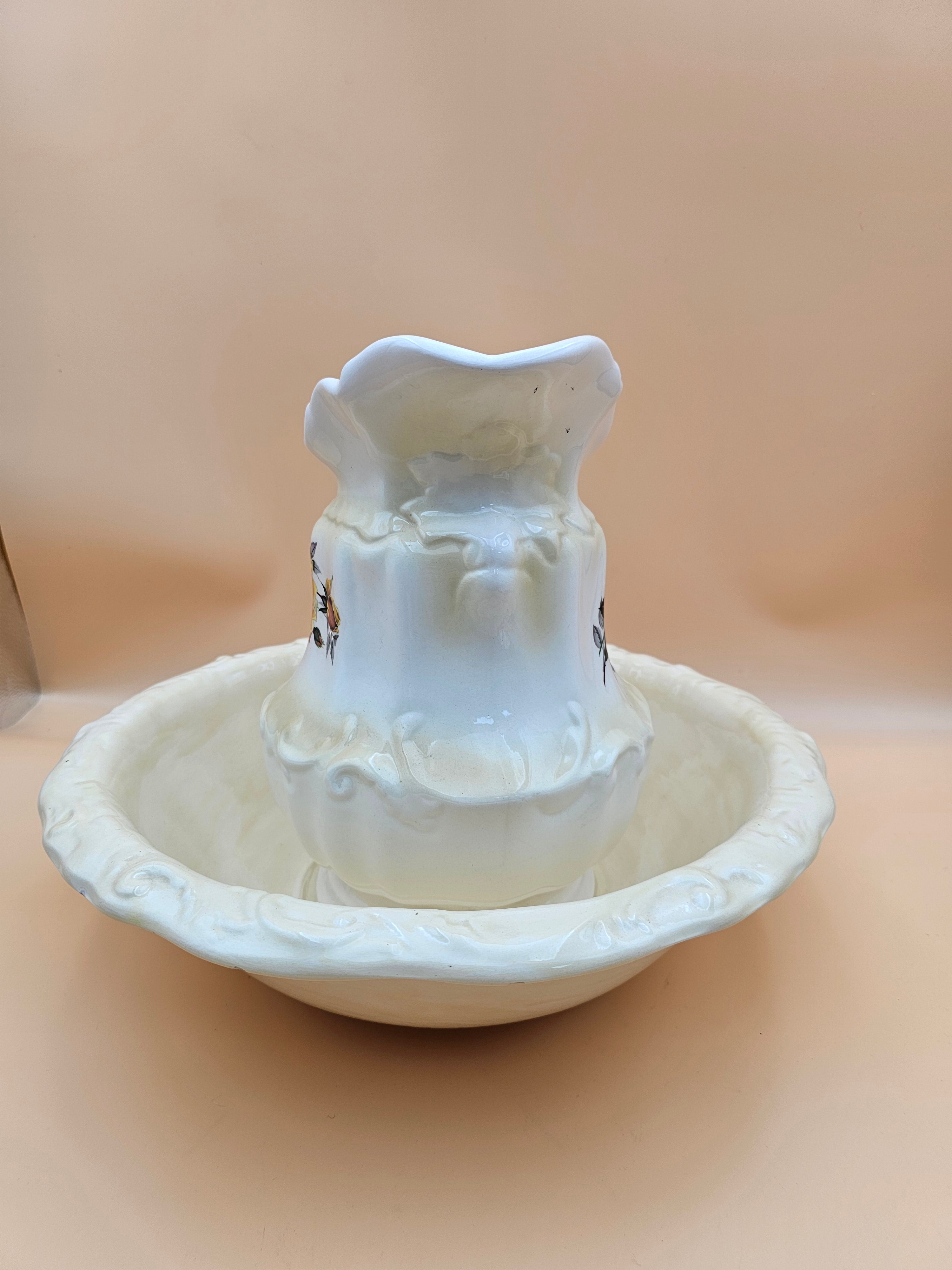 Vintage 1983 Pace Ceramics Yellow Rose Pitcher & Wash Basin Set – Corning Arkansas
