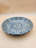 Vintage Robinson Ransbottom Blue Spongeware Stoneware Serving Bowl 9.5"