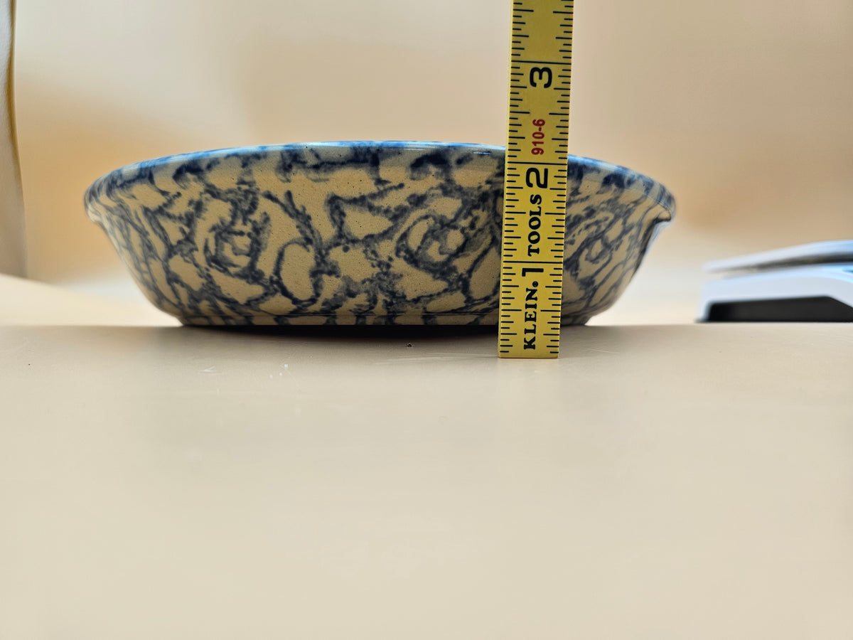 Vintage Robinson Ransbottom Blue Spongeware Stoneware Serving Bowl 9.5"