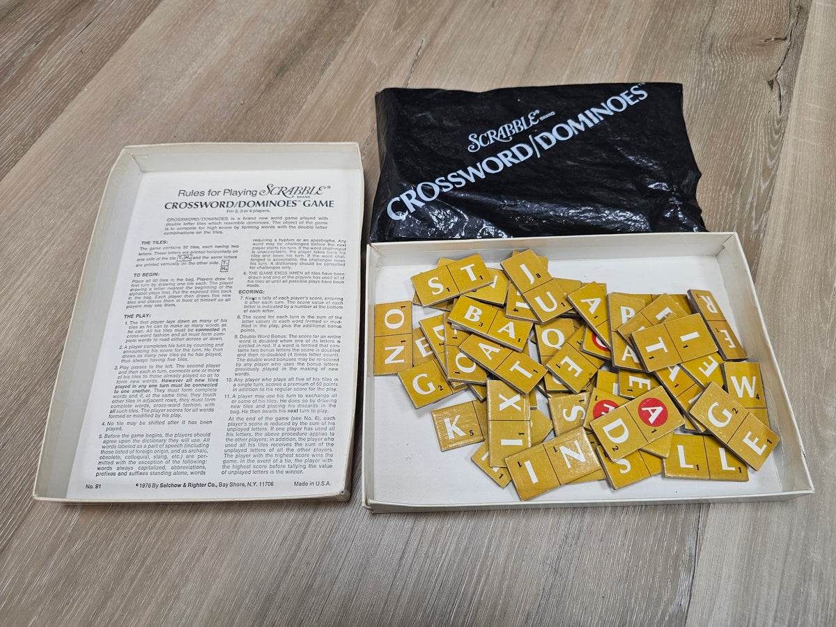 Vintage 1975 Scrabble Crossword/Dominoes Game No. 91 – Complete 50 Tiles