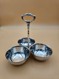 Vintage Oneida Silversmiths Three-Bowl Handled Condiment Server