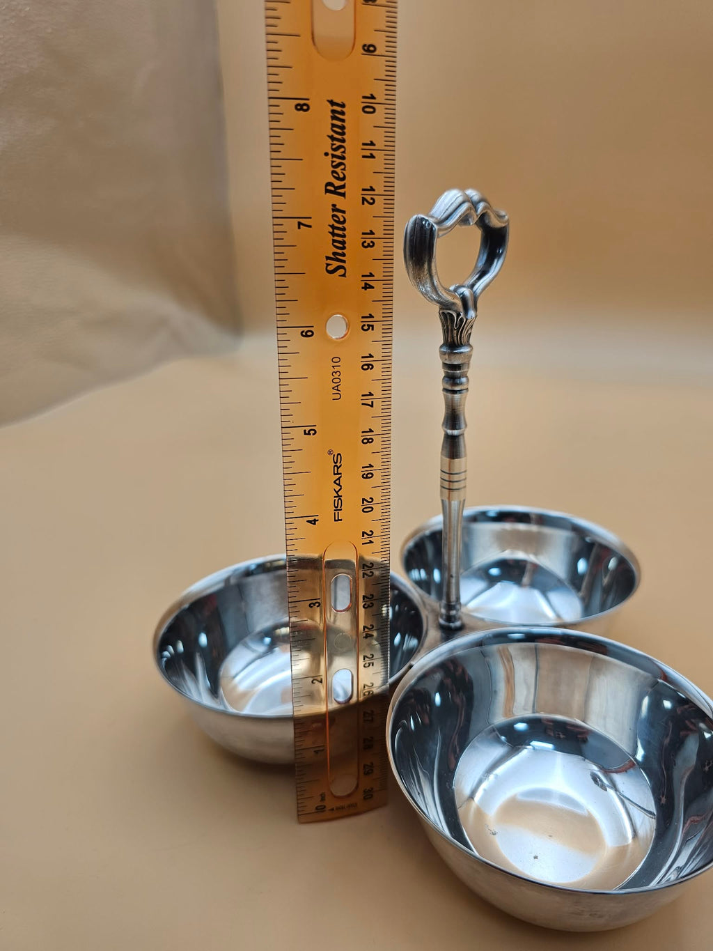 Vintage Oneida Silversmiths Three-Bowl Handled Condiment Server