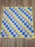 Handmade Blue and Yellow Patchwork Rag Quilt Baby Blanket – 30 x 32 Inch